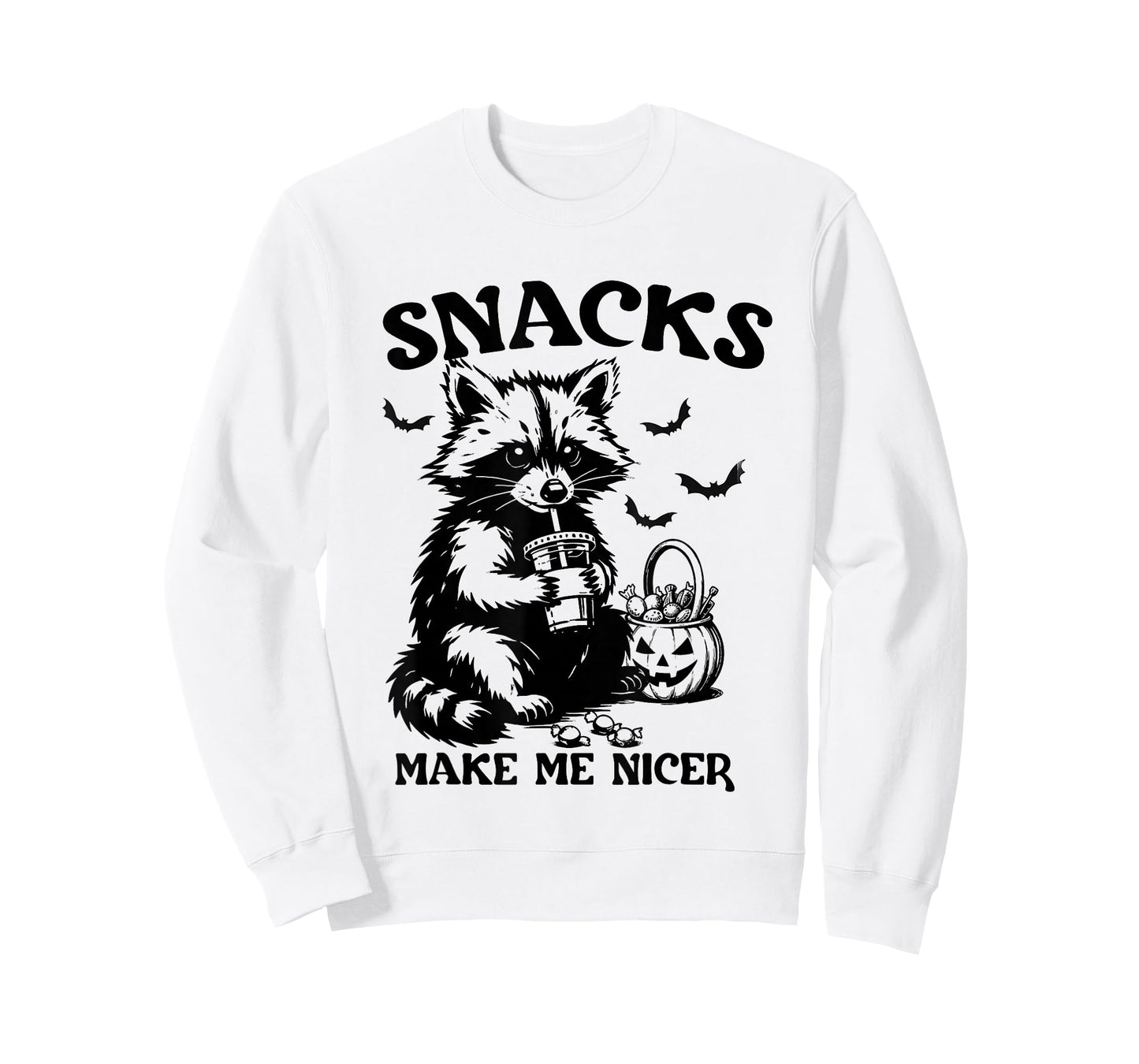 Snacks Make Me Nicer Halloween Raccoon Spooky Season Autumn T-Shirt