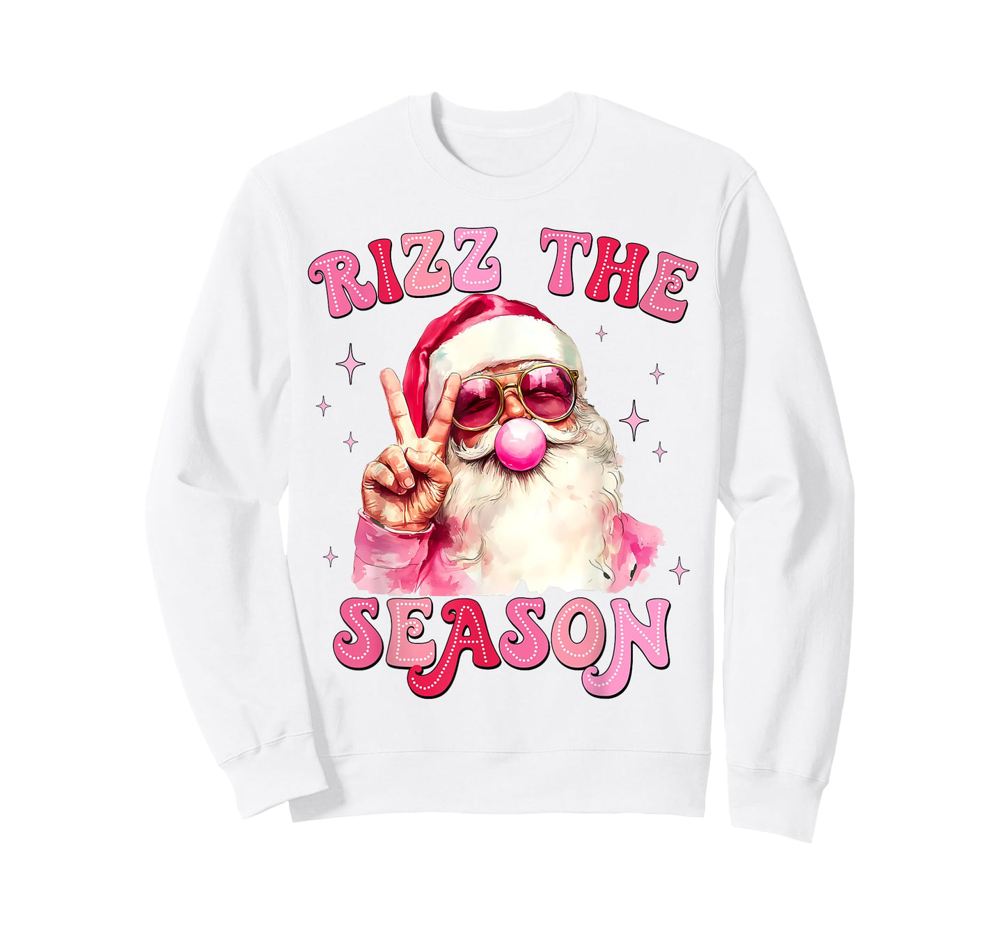 Rizz The Season Santa Pink Bubble Gum Rizzmas Christmas Kids T-Shirt
