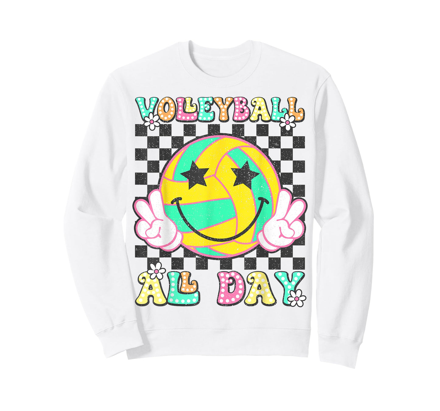 Retro Groovy Volleyball Girl Women Volleyball All Day T-Shirt