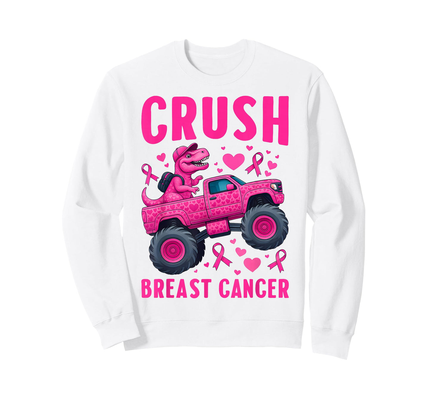 Crush Breast Cancer Awareness Monster Truck Toddler Boy Kids T-Shirt