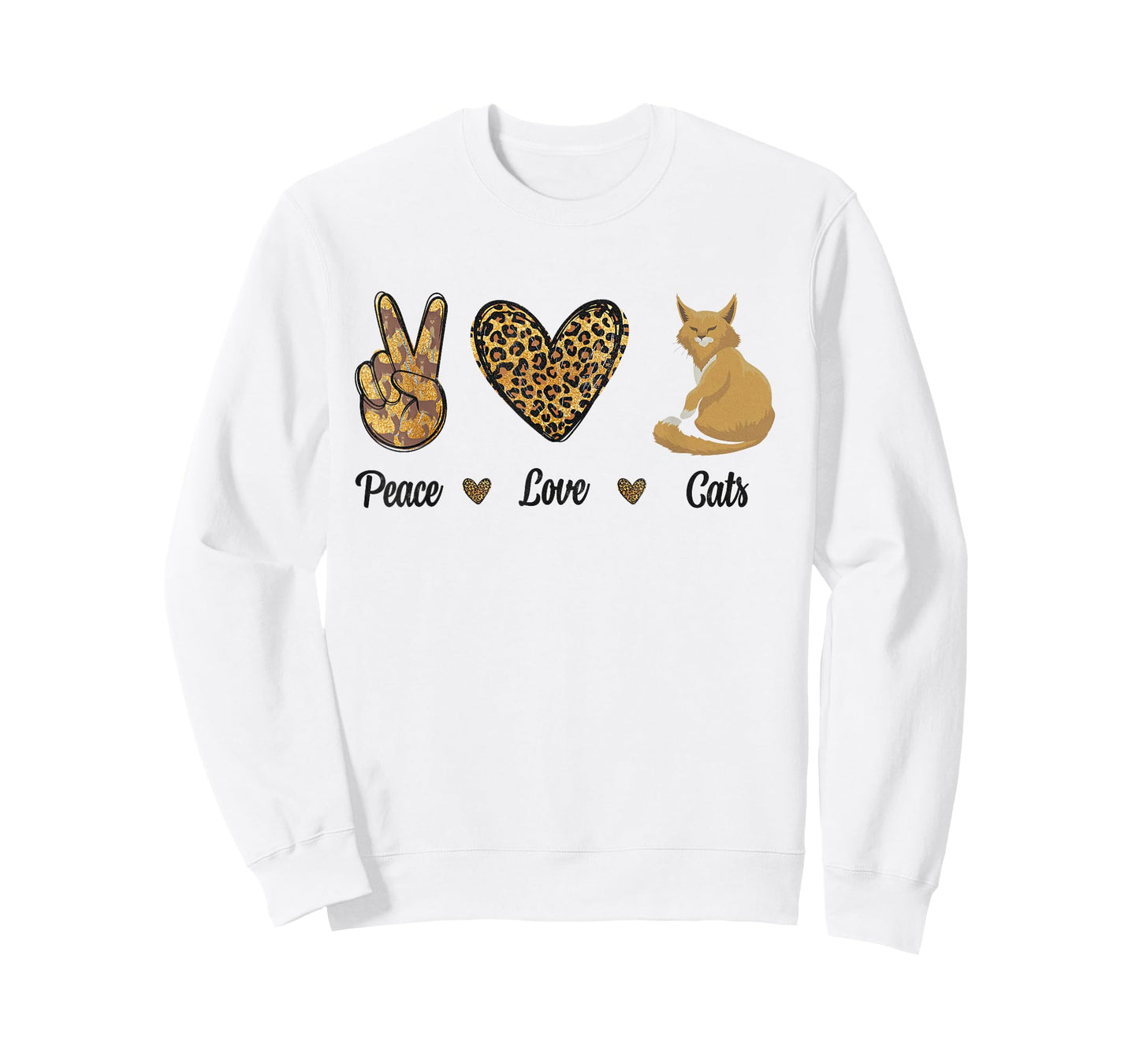 Peace Love Cats Leopard Cats Kitten Owner Kitty Lovers Women T-Shirt