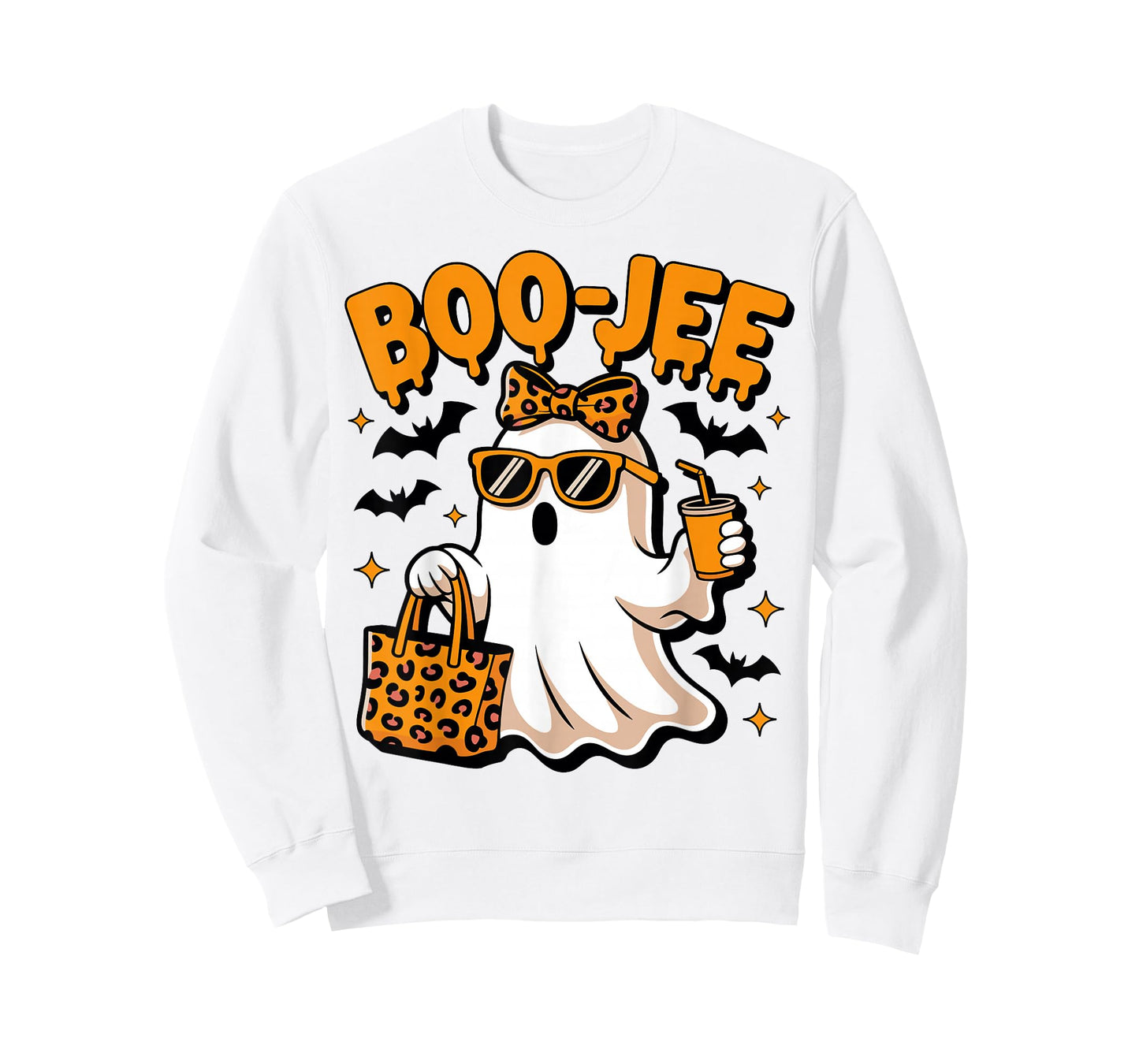 Halloween Boo JEE Cute Leopard Ghost Coffee Boujee Women T-Shirt