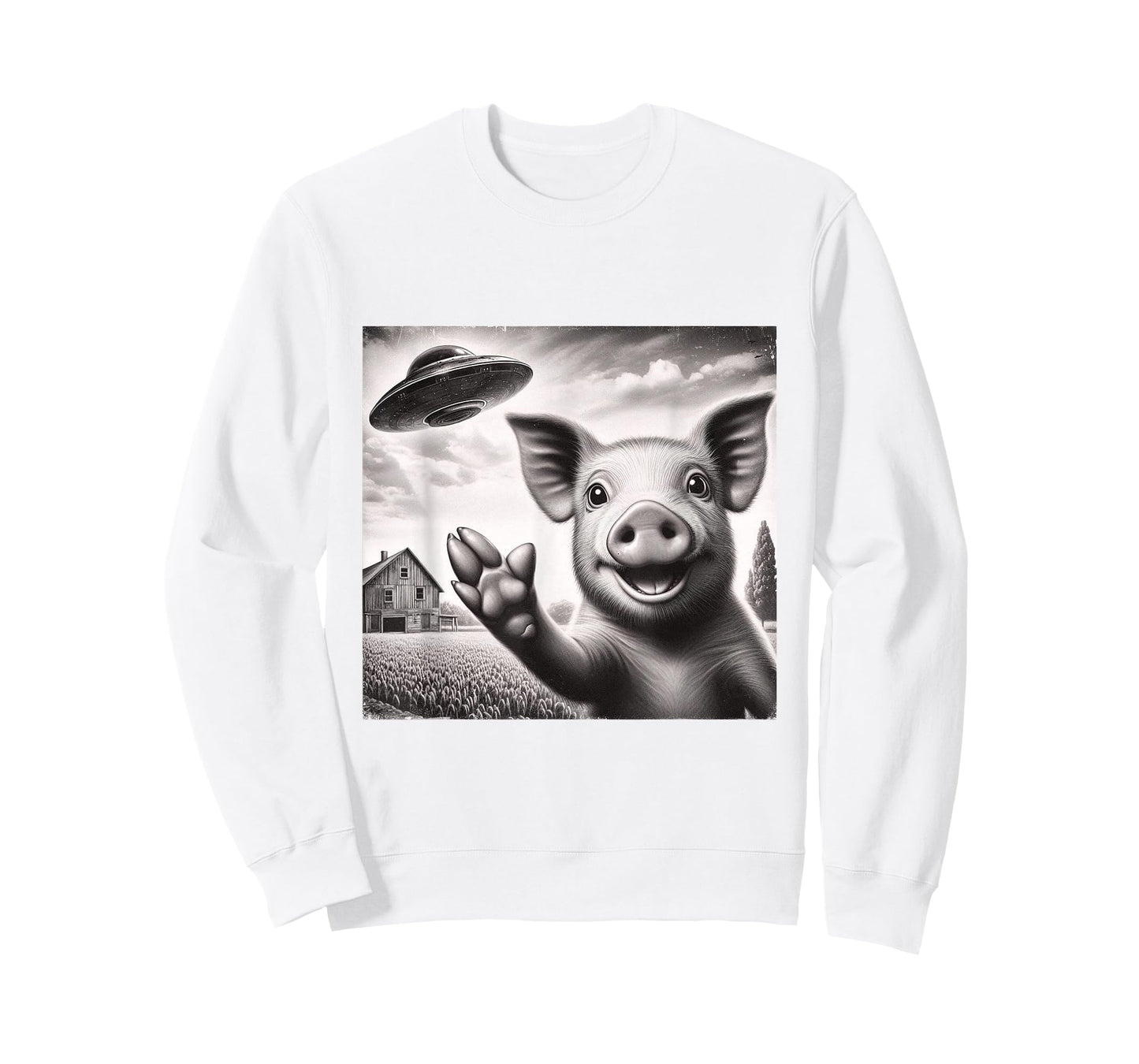 Alien Pig Selfie with UFO T-Shirt