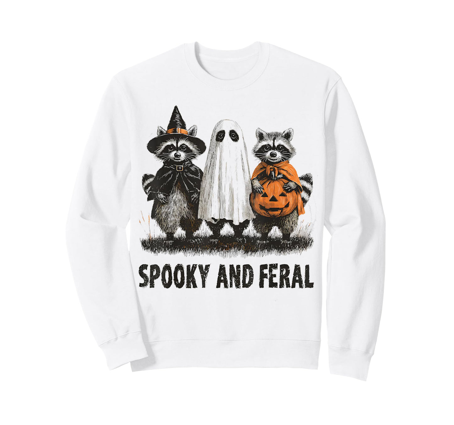 Feral And Spooky Funny Creepy Raccoon Ghost T-Shirt