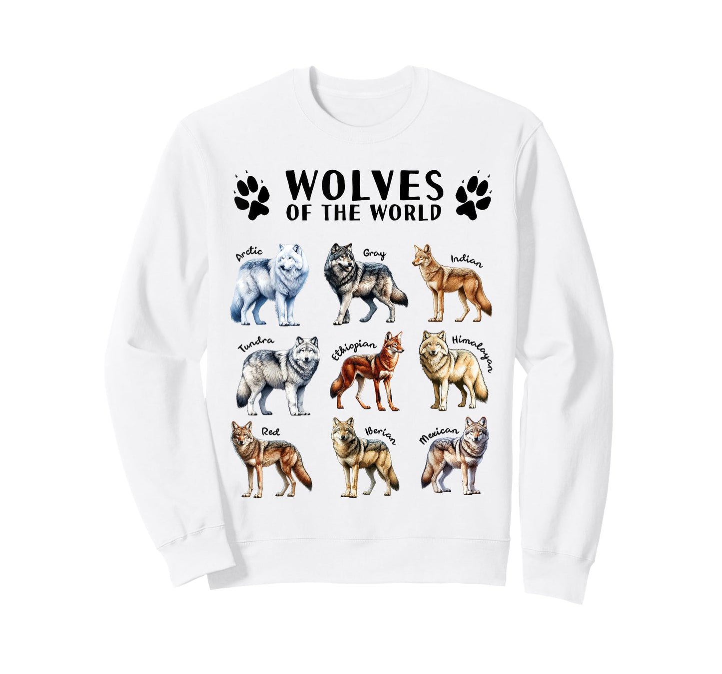 Wolves of the World Educational Collection Wolf Types Animal T-Shirt