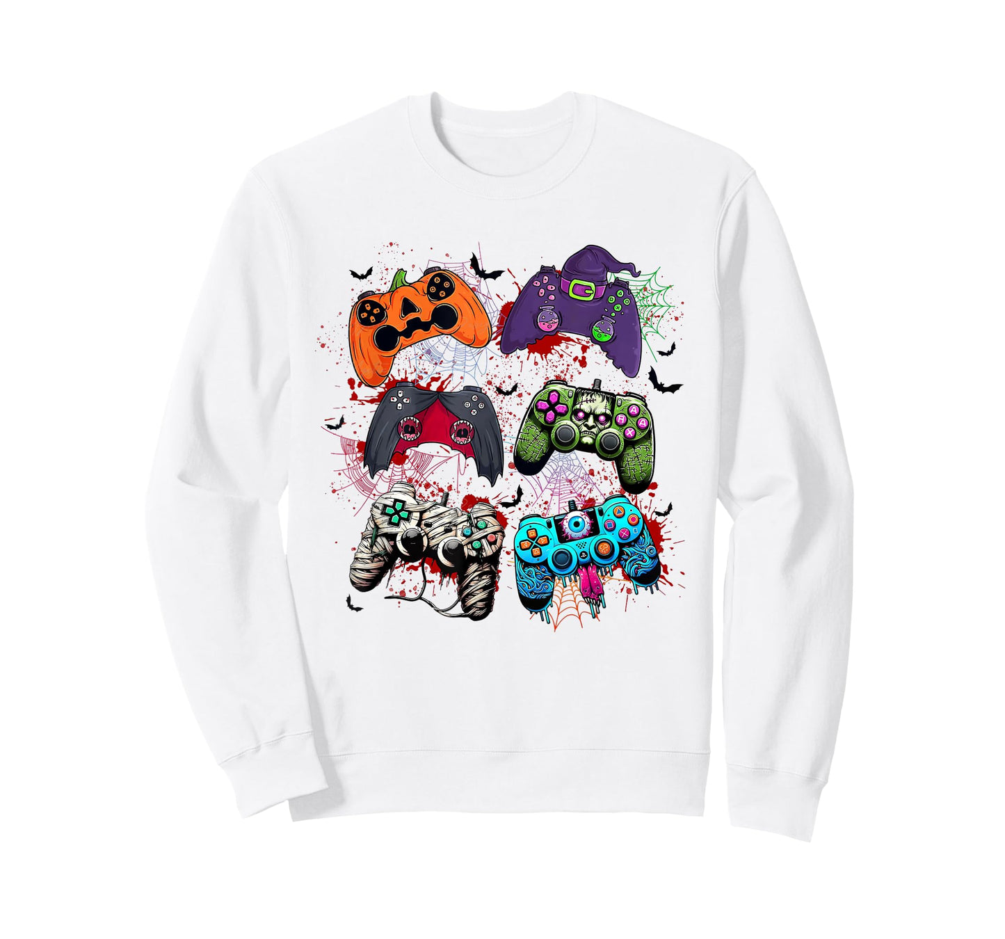 Halloween Skeleton Zombie Mummy Gaming Controllers Boys Kids T-Shirt