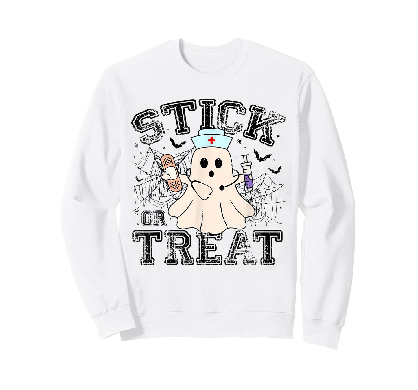 Stick Or Treat Halloween Ghost Nurse Halloween Phlebotomy T-Shirt