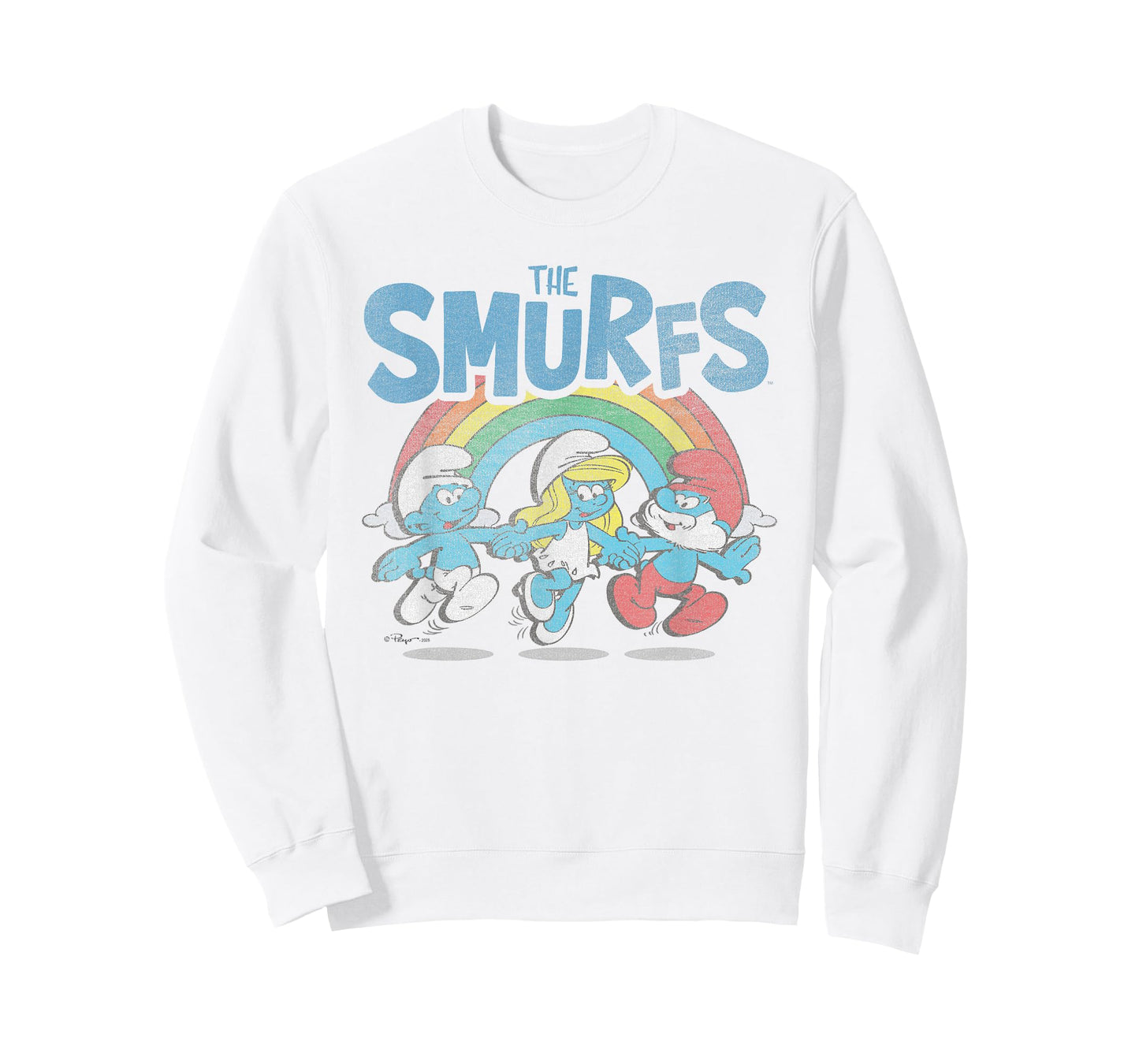 The Smurfs Vintage Rainbow with Characters Cartoon T-Shirt