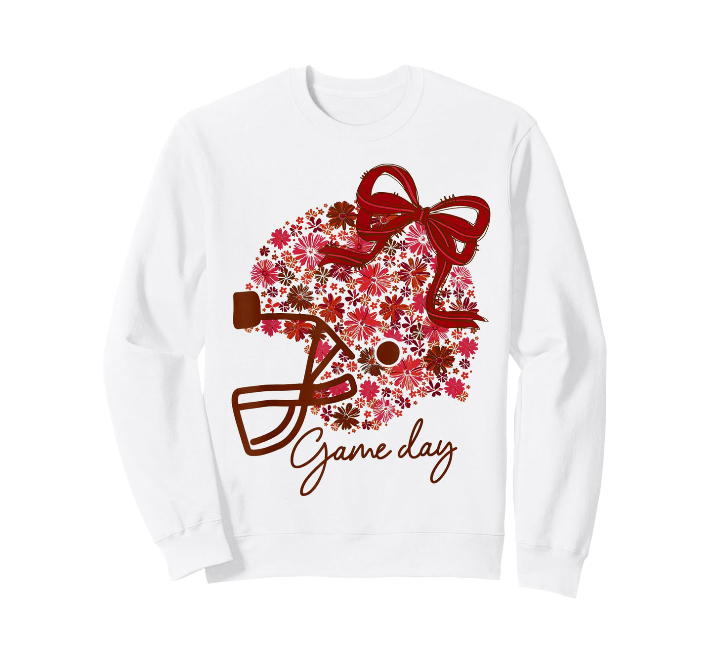 Floral Football Game Day Girly Coquette Team Spirit Maroon T-Shirt
