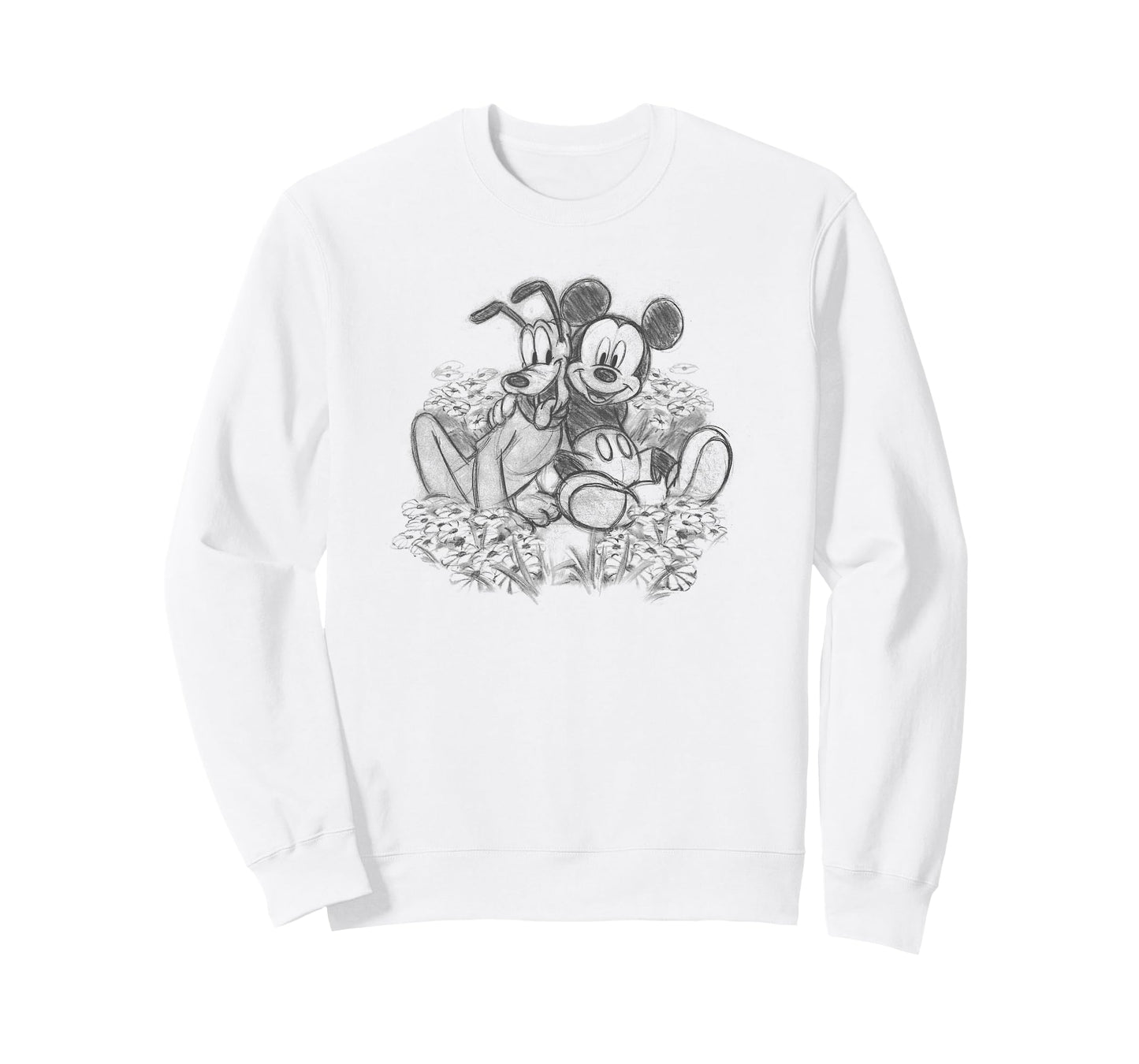 Disney Mickey & Friends Mickey and Pluto Floral Sketch T-Shirt