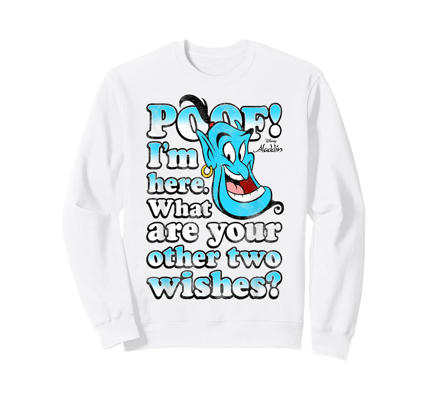 Disney Aladdin Genie Poof! 2 Wishes Gradient Text Portrait T-Shirt
