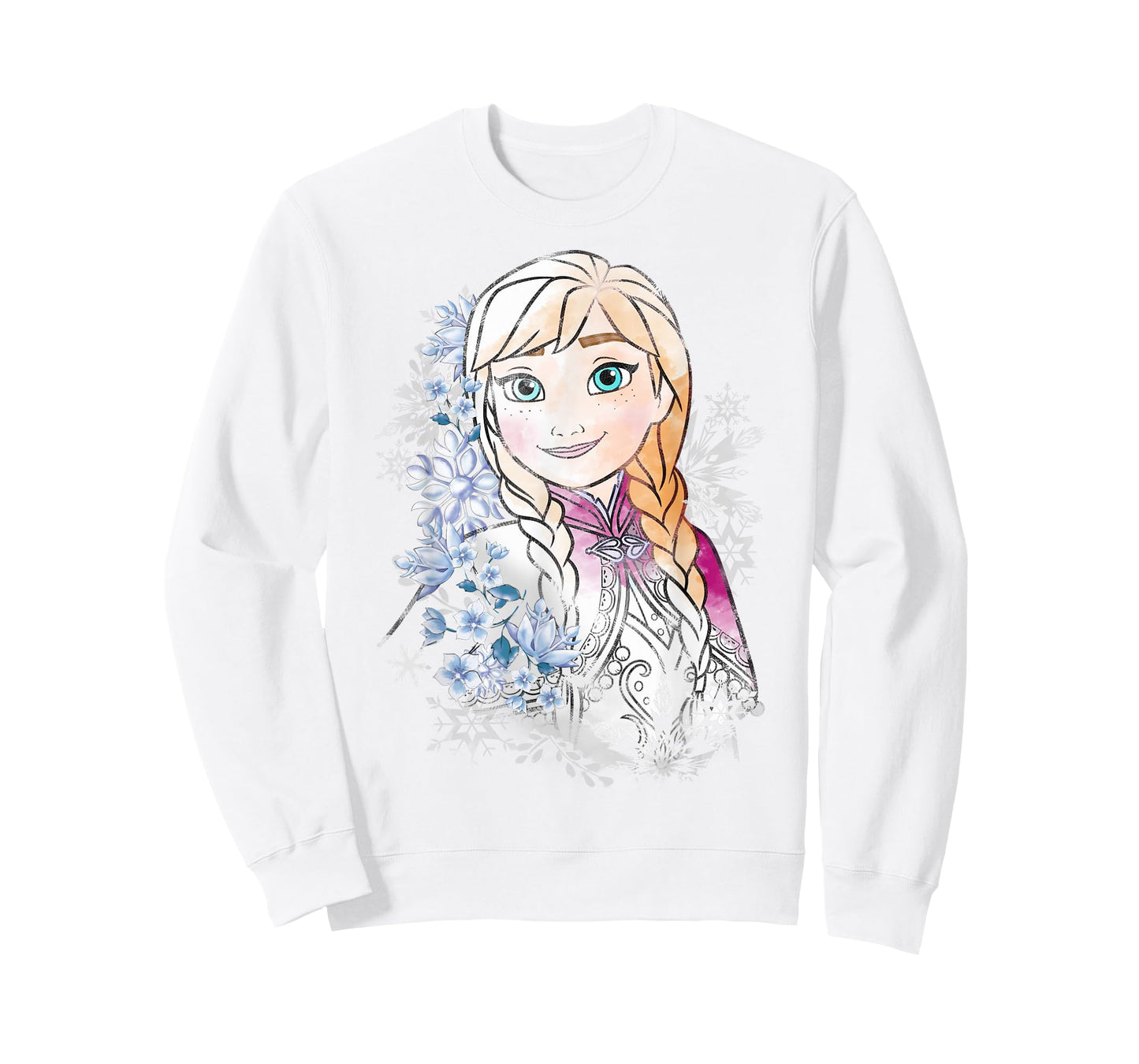 Disney Frozen Anna Illustrated Snowflake Flowers T-Shirt T-Shirt