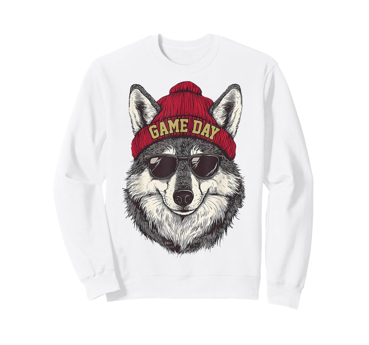 Football Game Day Wolf Cool Sunglasses Team Spirit T-Shirt