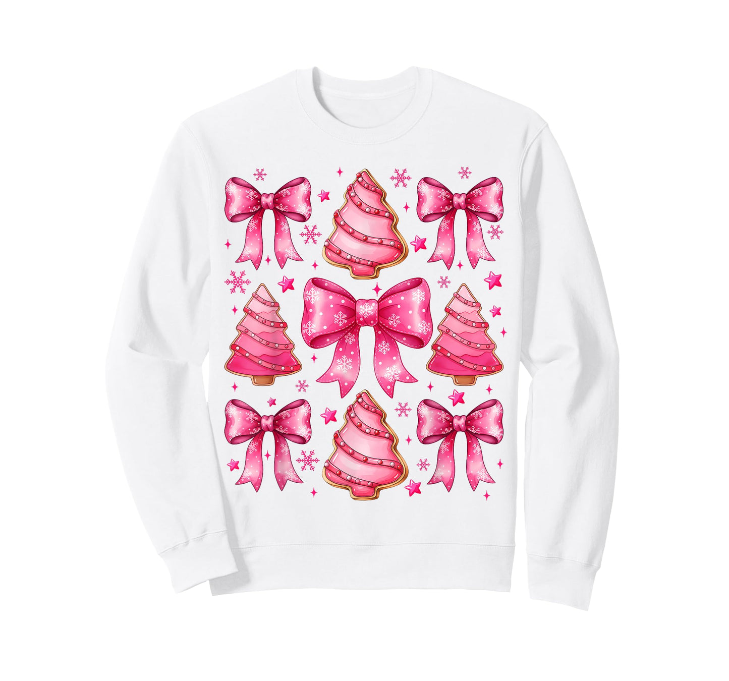 Pink Christmas Tree Shirt Cute Xmas Bow Women Girls T-Shirt