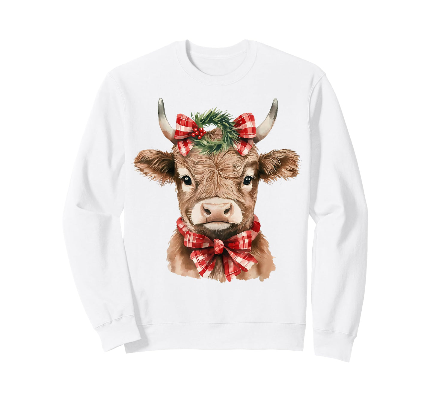 Christmas Highland Cow Cute Moo Cow Coquette Xmas Women Kids T-Shirt