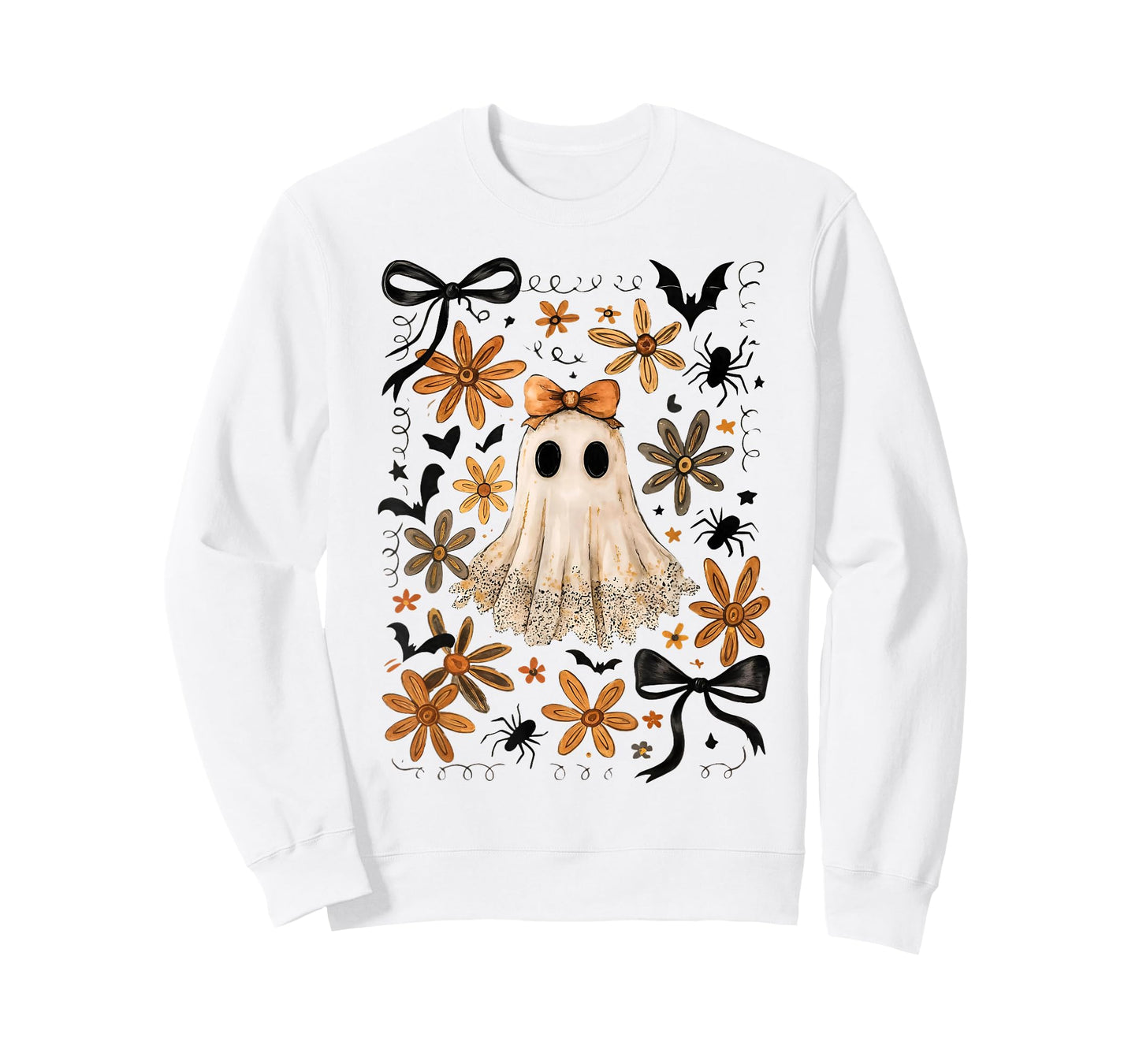 Wildflower Spooky Season Halloween Funny Ghost Coquette Bow T-Shirt