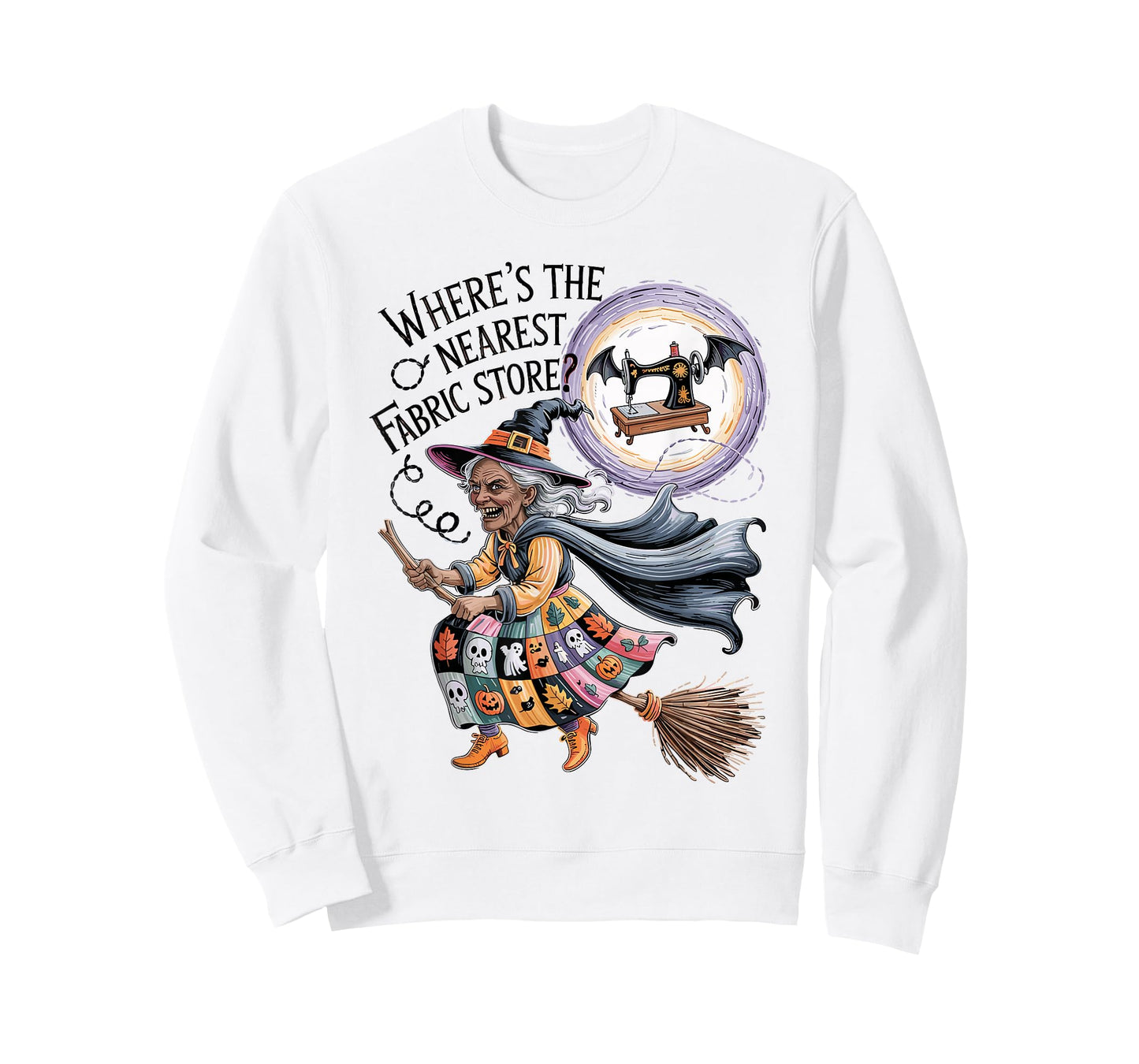 Funny Halloween Witch Sewing and Fabric Lover Quilt Design T-Shirt