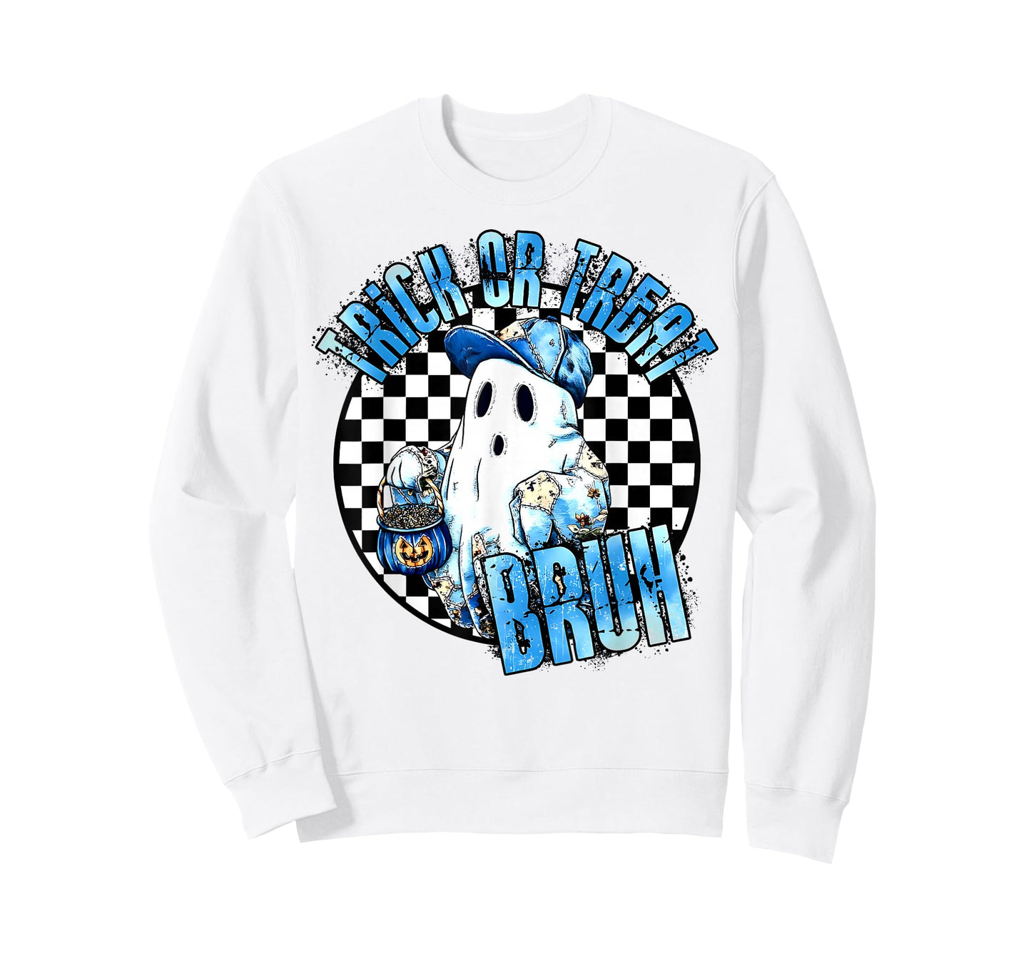 Bruh Ghost Halloween Cute Ghost Trick Or Treat Boys Kids T-Shirt
