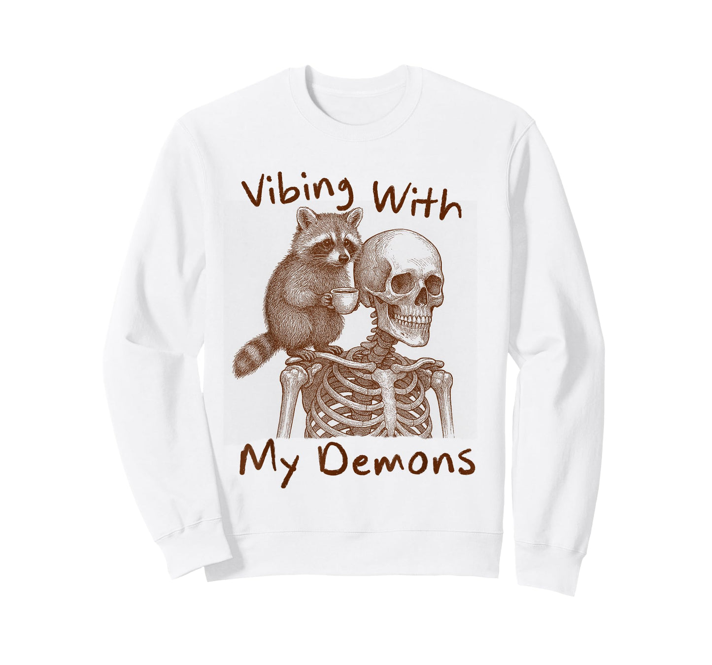 Halloween Vibes Racoon & Skeleton Vibing with My Demons T-Shirt