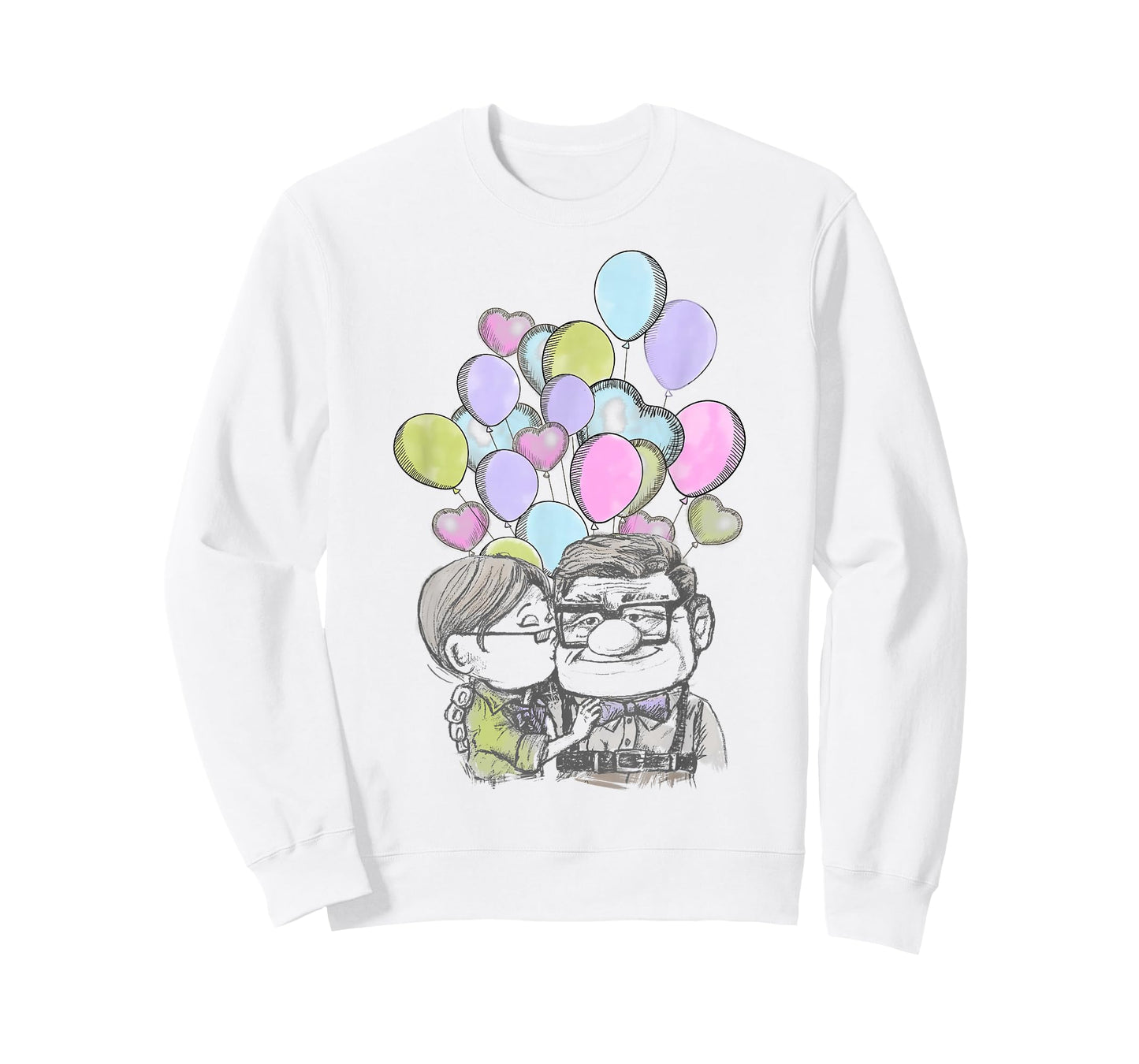Disney Pixar Up Valentine's Day Carl and Ellie Balloons T-Shirt Small