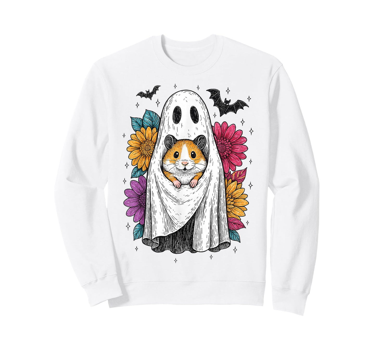 Retro Cute Halloween Hamster Ghost Funny Fall Costume T-Shirt