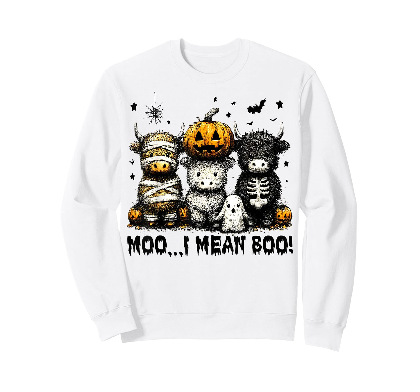 Ghost Cow Moo I Mean Boo Halloween Outfit Funny Cow Lover T-Shirt