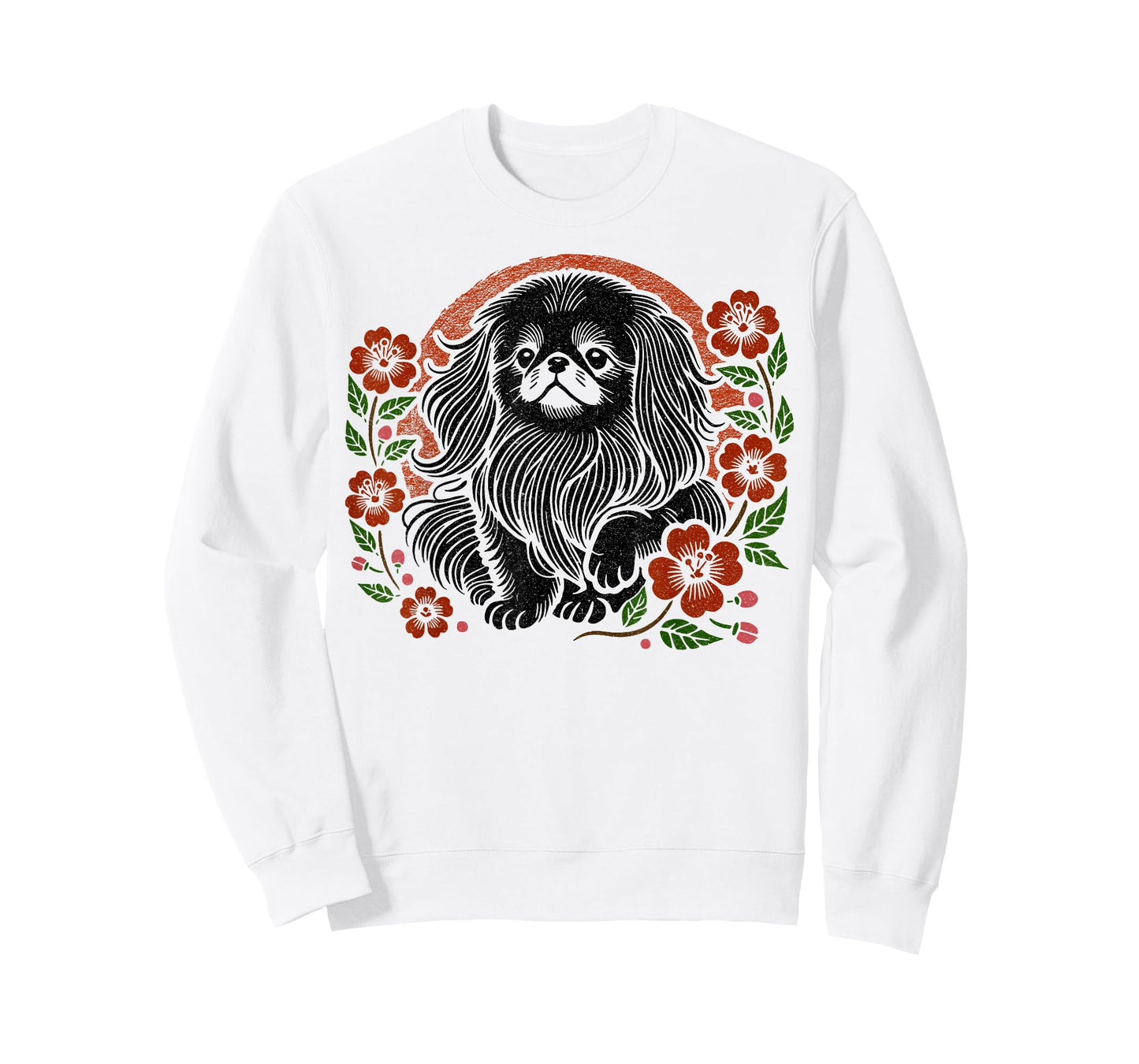 Pekingese Dog Retro Japanese Cherry Blossoms Cute Floral T-Shirt for Men Women