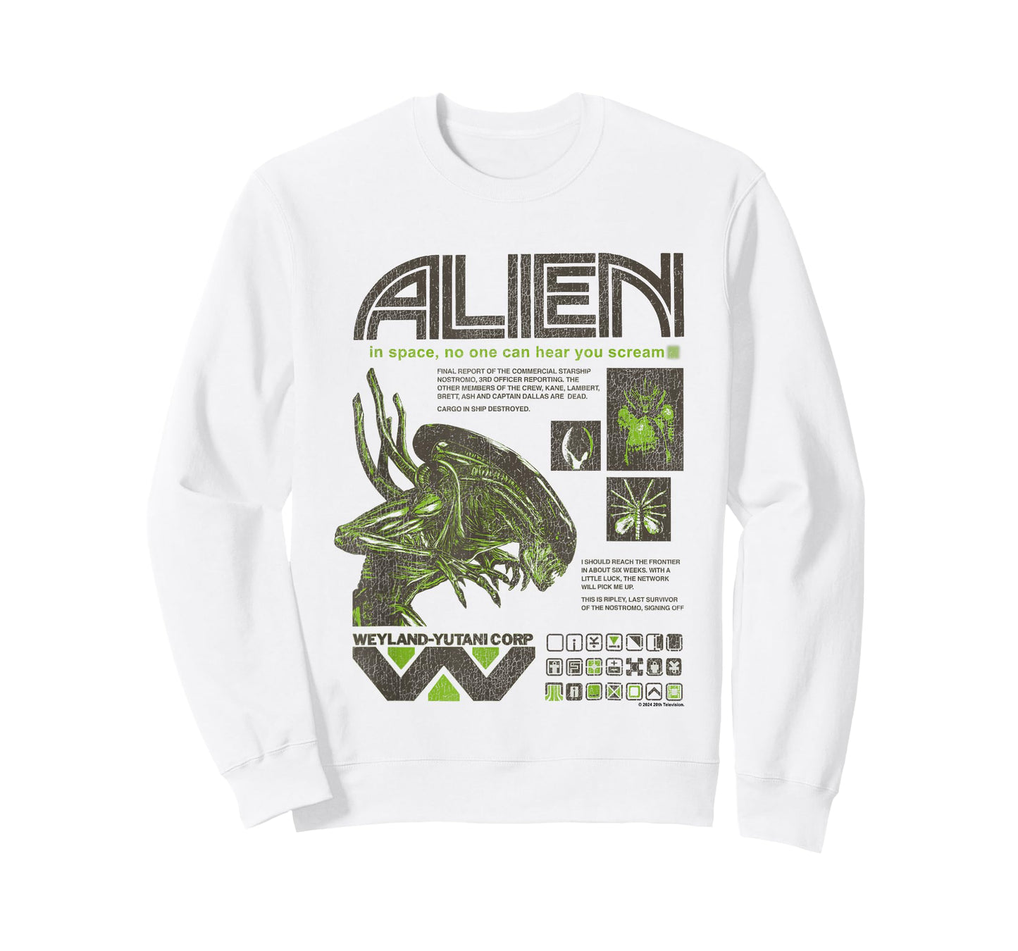 Aliens Iconic Quotes Collage Distressed Big Chest Text Logo T-Shirt