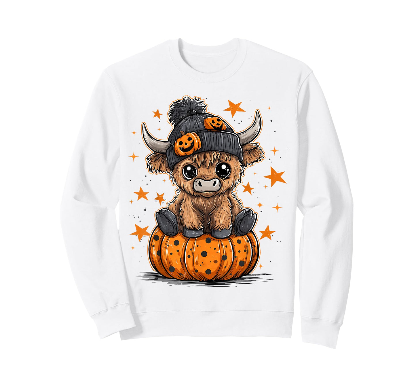 Halloween Highland Cow Witchy Cow Spooky Season Pumpkin T-Shirt