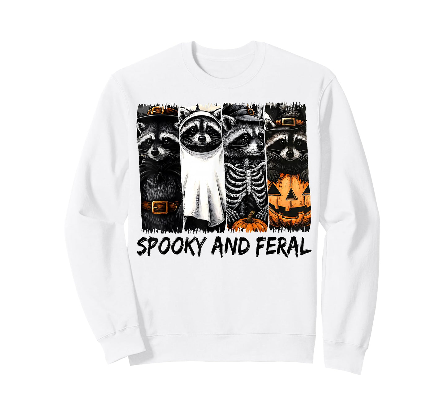 Spooky and Feral Halloween Cute Ghost Raccoon Trick Or Treat T-Shirt