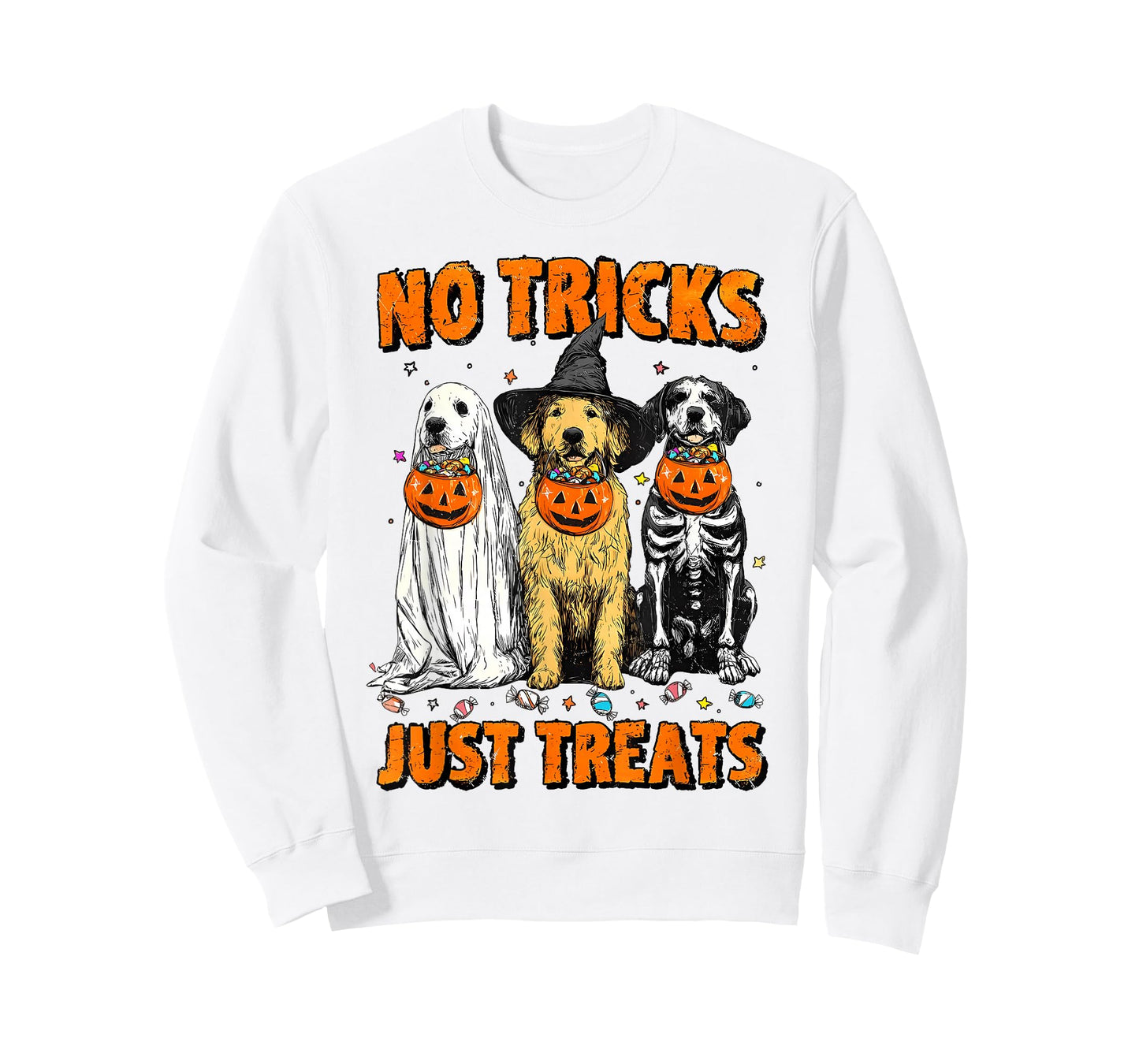 Vintage No Tricks Just Treats Halloween Dogs Dog Mama T-Shirt