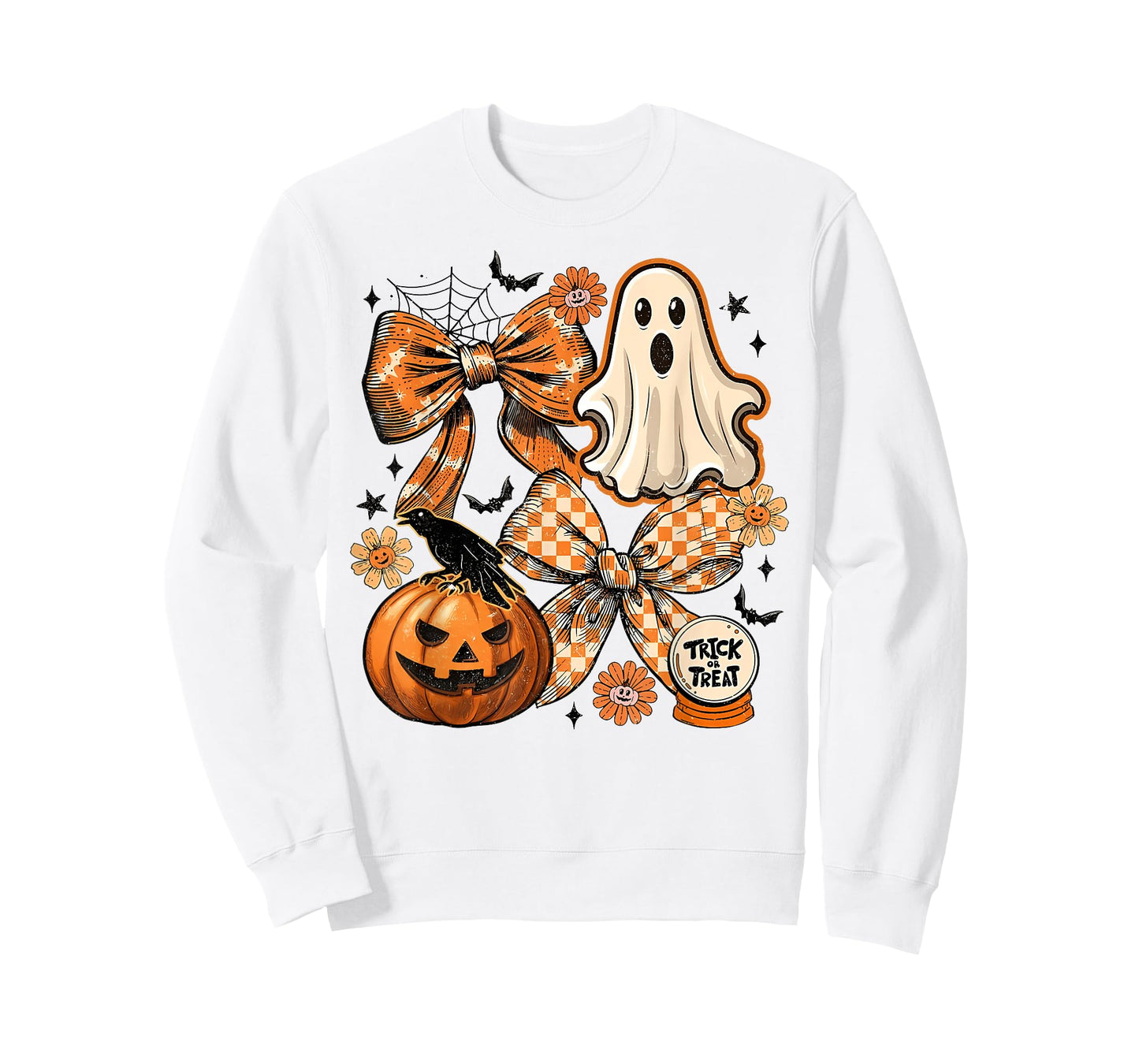 Halloween Pumpkin Coquette Bow Ghost Spooky Trick Or Treat T-Shirt