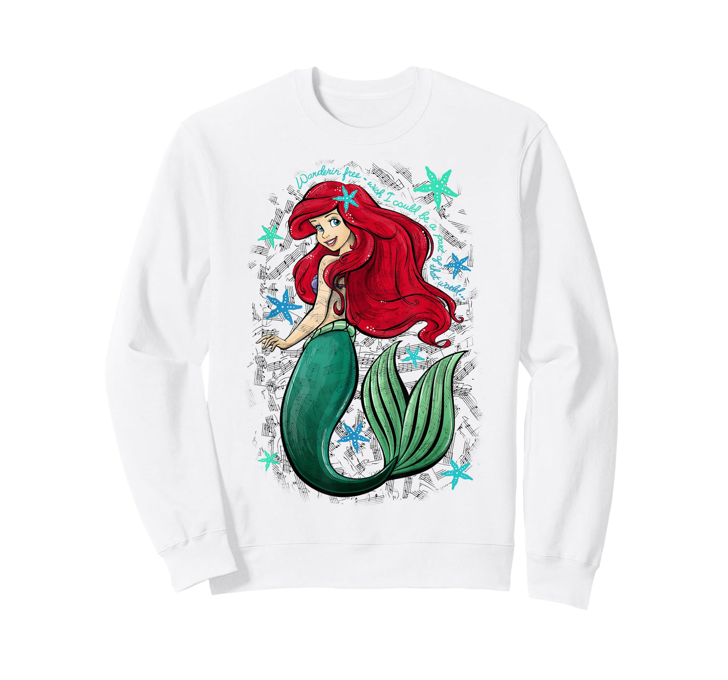 Disney The Little Mermaid Ariel's Song Music Notes T-Shirt Small