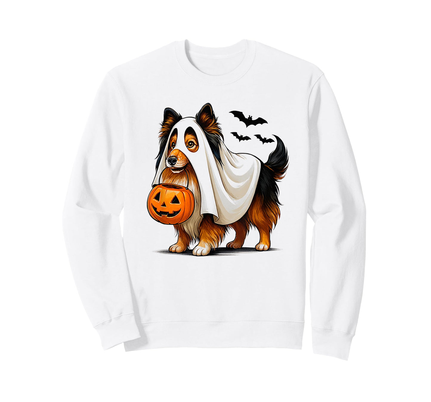 Funny Sheltie Ghost Halloween Shetland Sheepdog JackoLantern T-Shirt