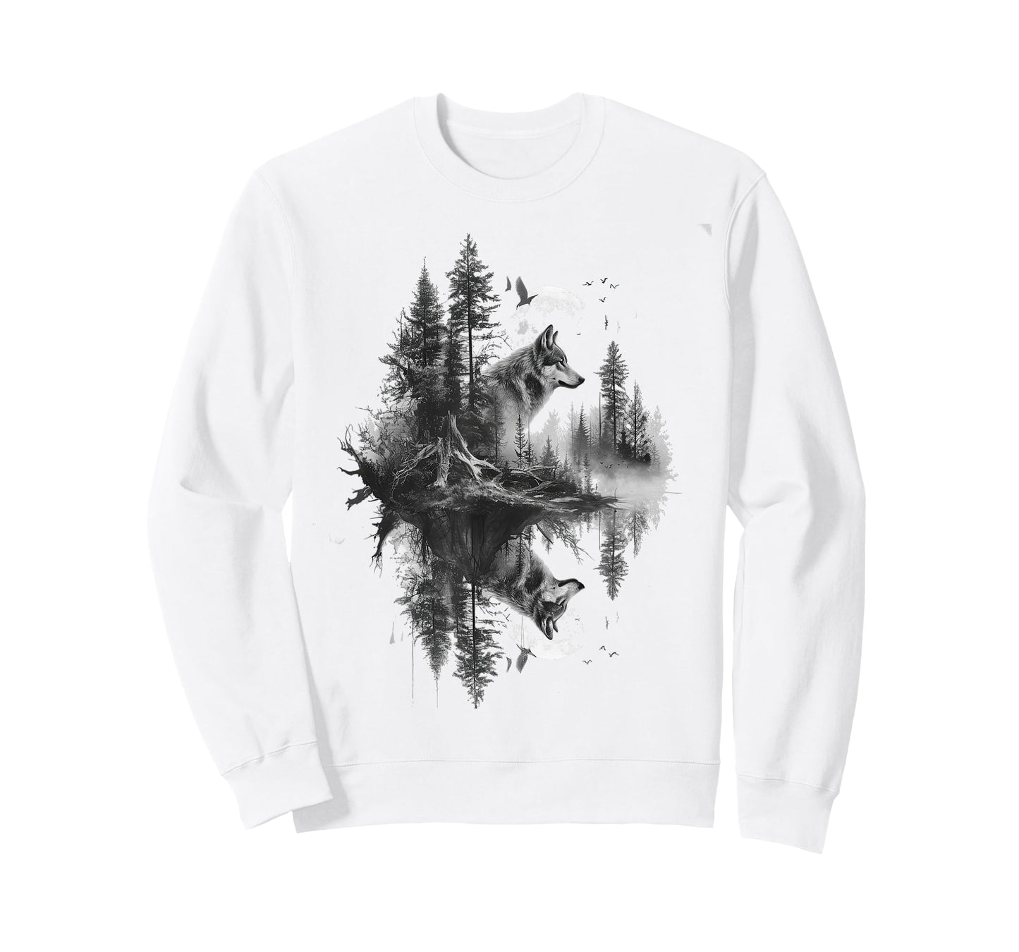 Wolf in front of moon and trees wolves wild animal T-Shirt