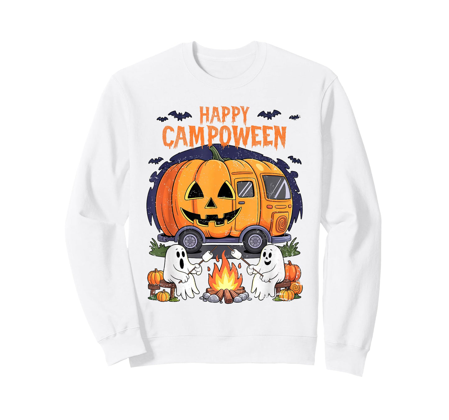 Happy Camp-O-Ween Halloween Camping Ghosts and Campfires T-Shirt