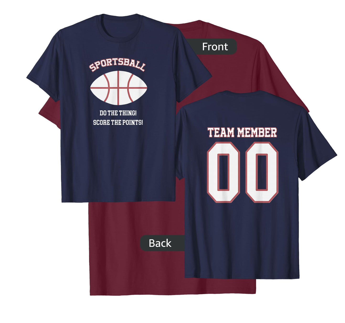 SPORTSBALL 2 Sided Jersey Style Baseball Football Basketball T-Shirt