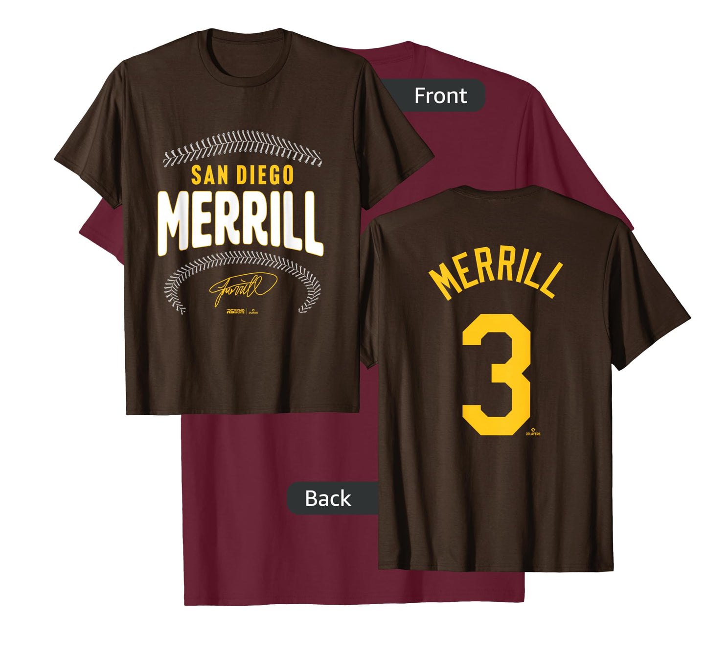 Jackson Merrill San Diego Name & Number (Front&Back) MLBPA T-Shirt