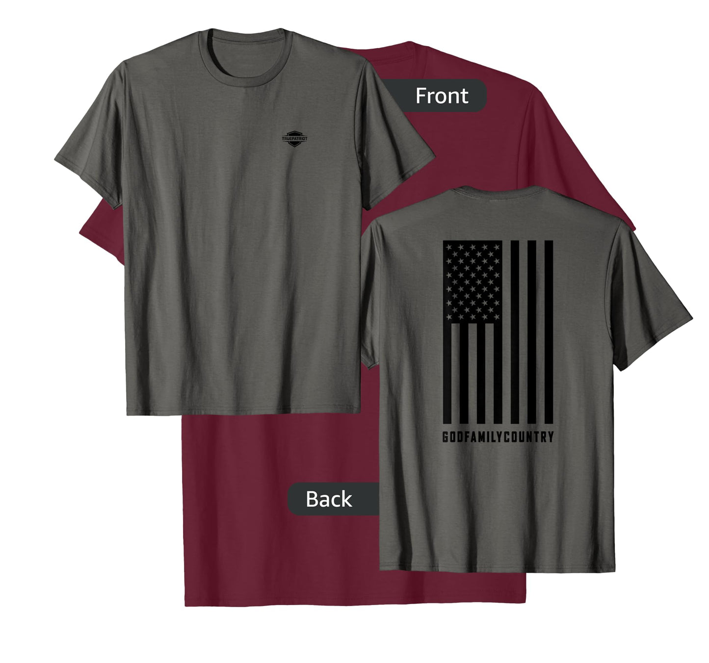 "God Family Country" T-Shirt with black U.S. Flag on back T-Shirt