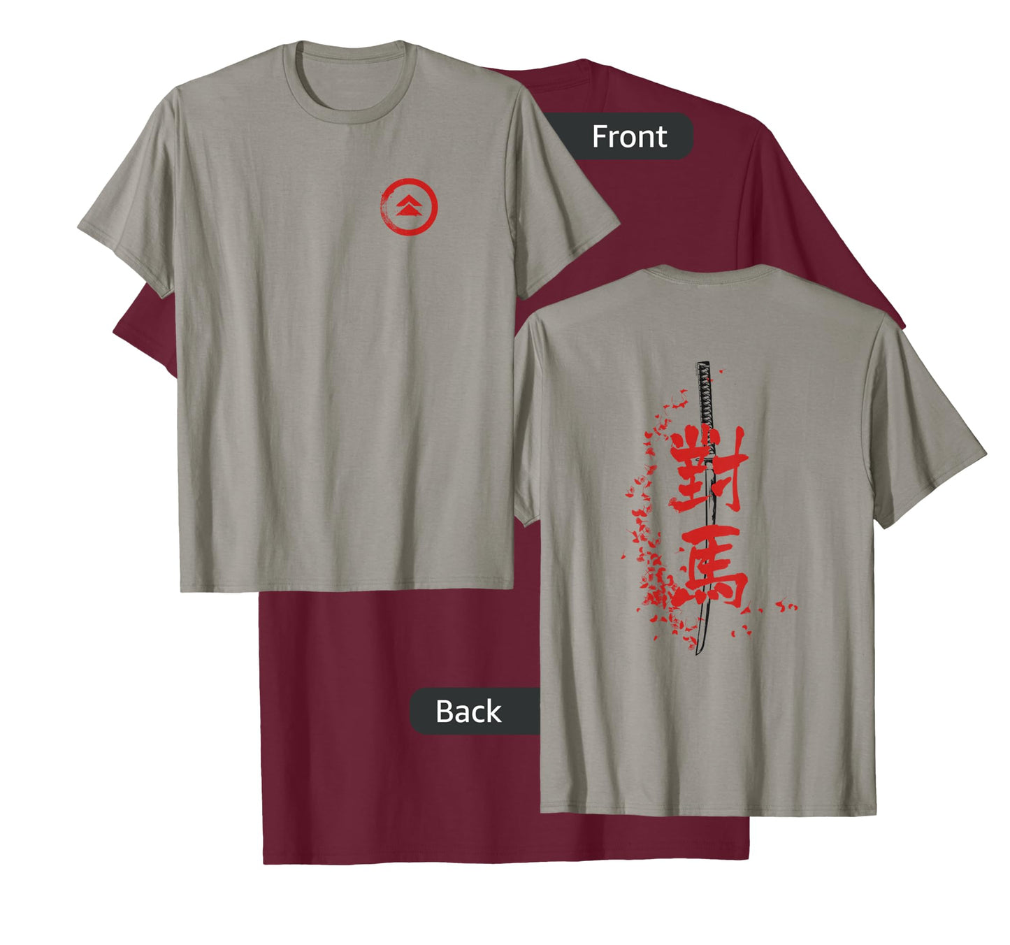 Ghost of Tsushima Sword Kanji with Falling Leaves T-Shirt