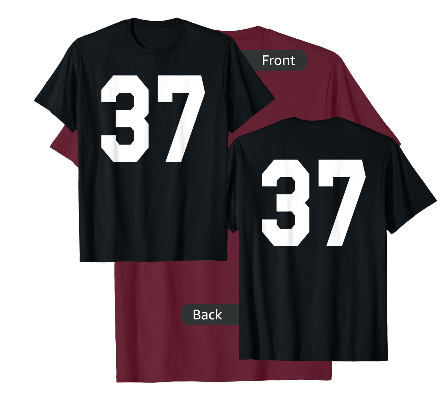 Number 37 Sports Jersey Front and Back Team Player T-Shirt