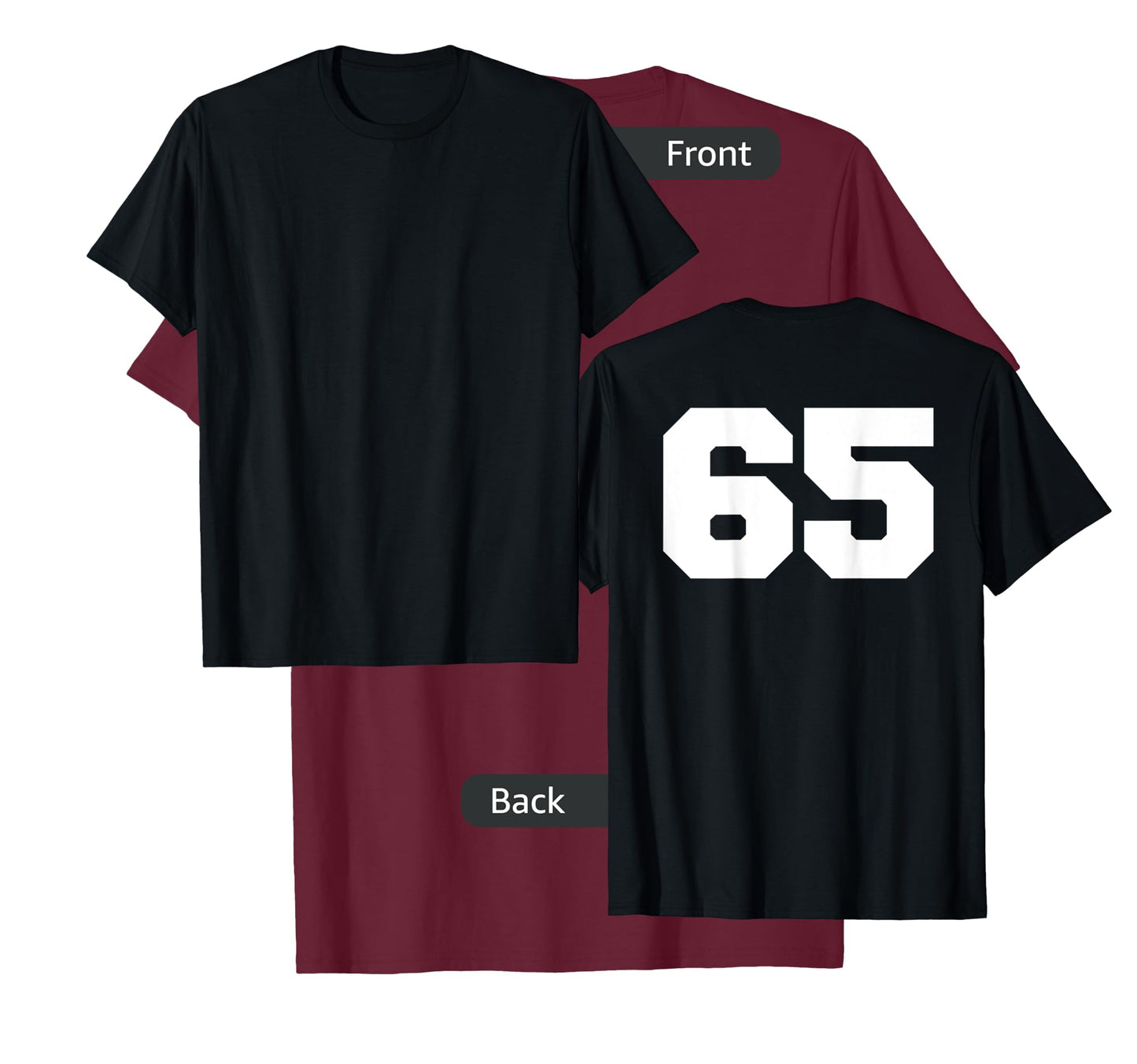 Number 65 Sports Jersey Player #65 Fan BACK PRINT Varsity T-Shirt
