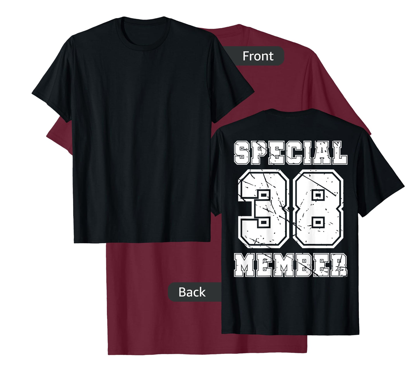 #38 Number 38 Birthday Varsity Sports Numbered backprint T-Shirt