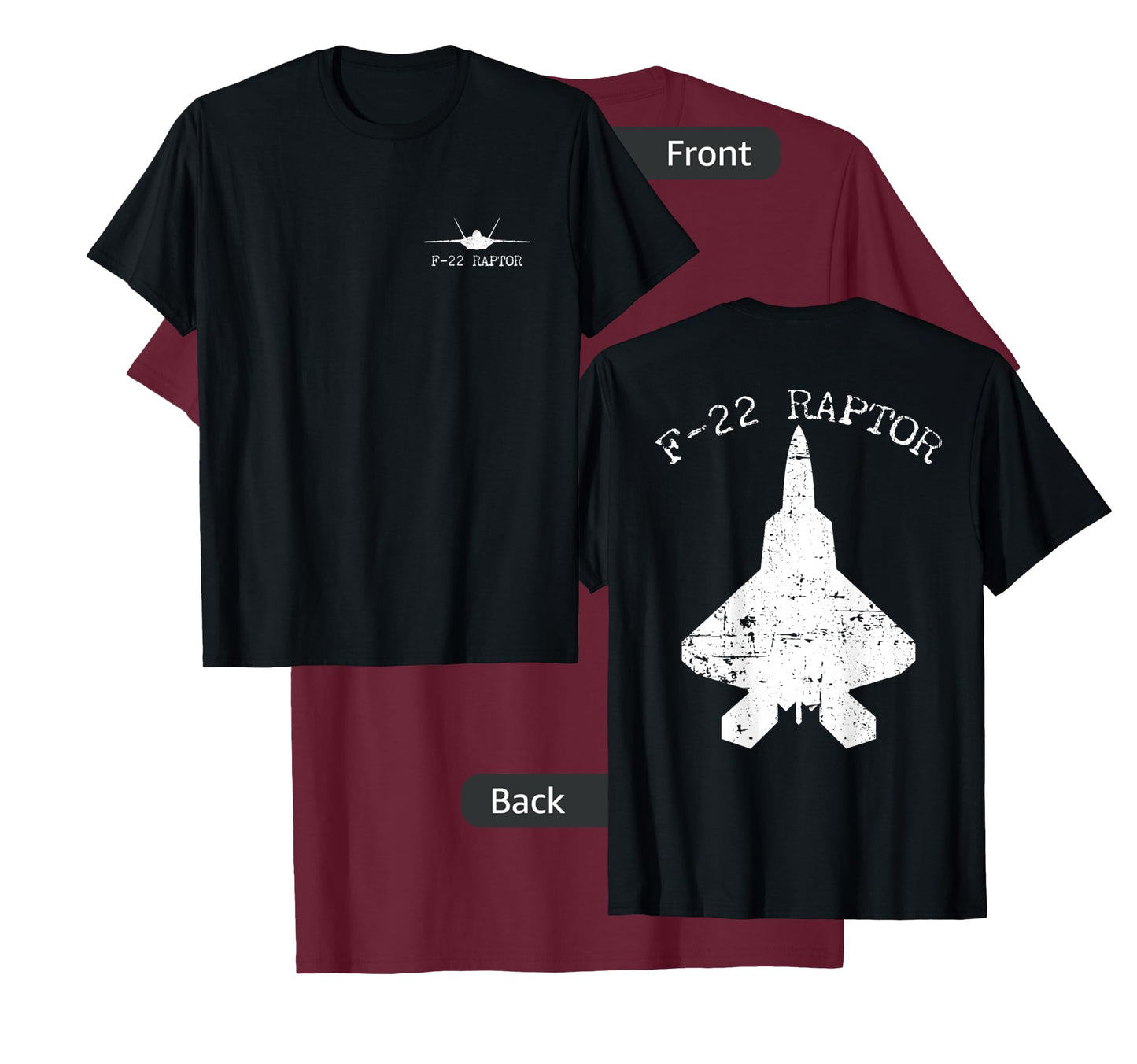 F 22 Raptor Fighter Jet Distressed Silhouette T-Shirt