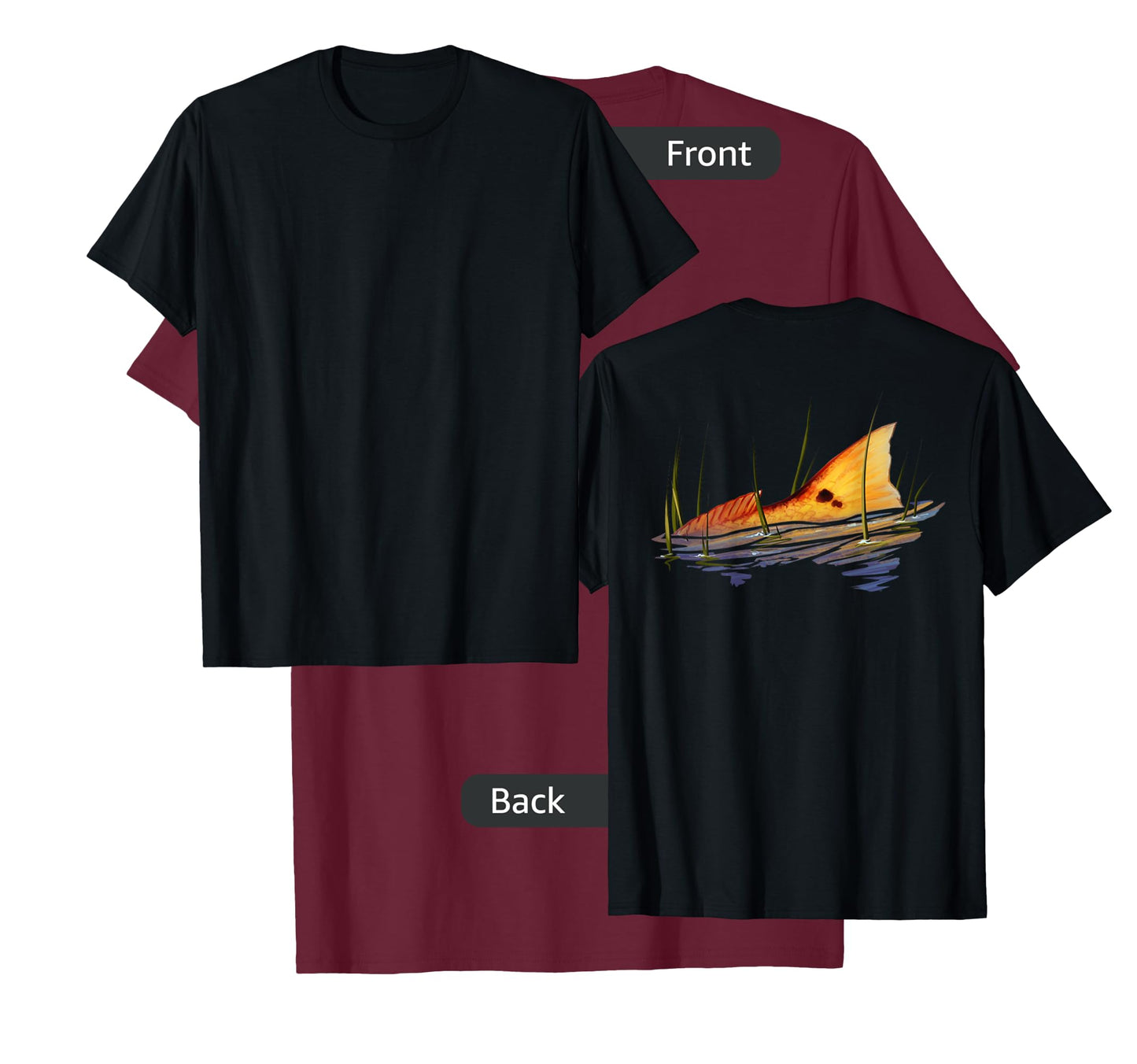 BACK PRINT Tailing Redfish | Red Drum Fish | Redfish Tail T-Shirt