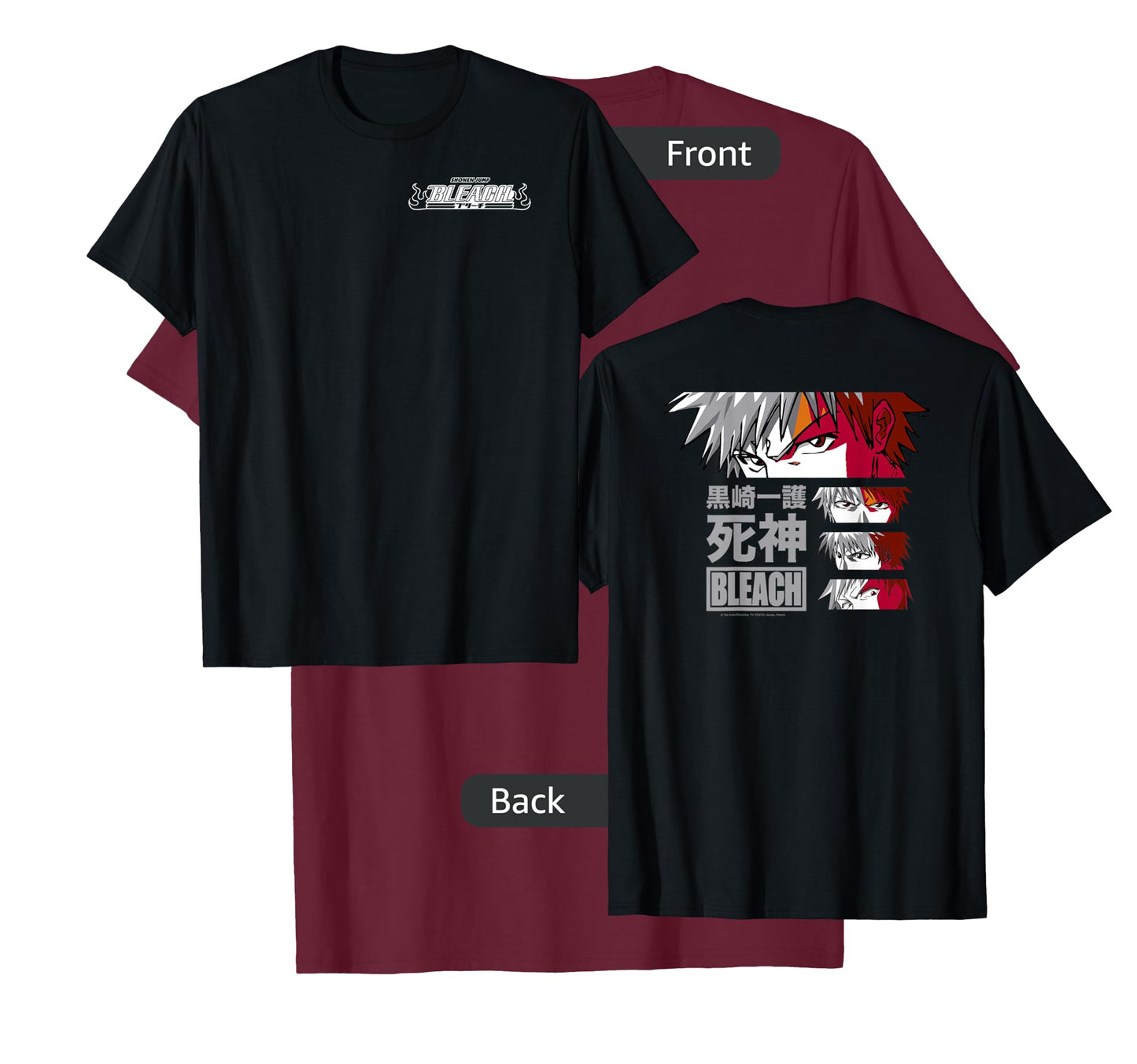Bleach Ichigo Eyes with Kanji Front and Back Anime T-Shirt