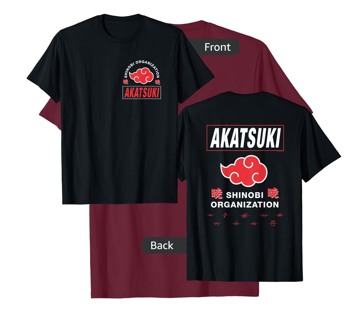 Naruto Shippuden Akatsuki Shinobi Org Front Back Anime T-Shirt