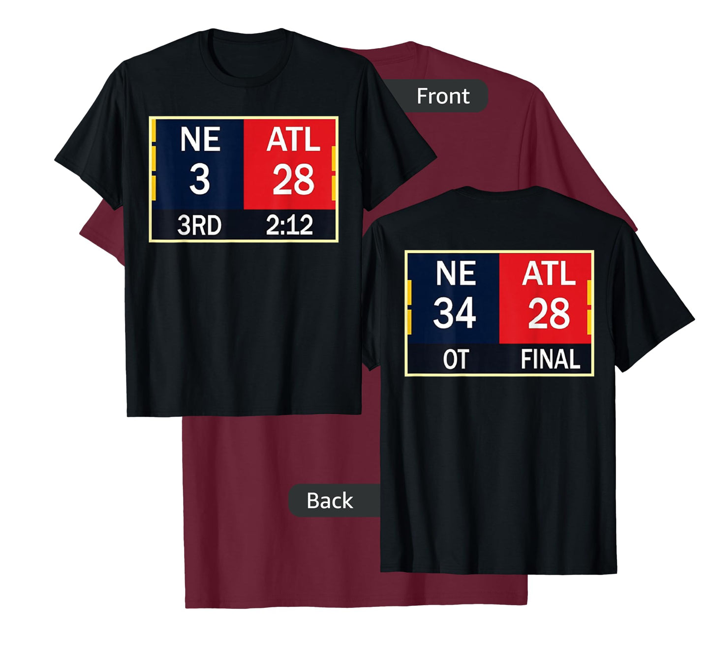 NE 3 ATL 28 Final T-shirt 2 Sides 1 Game T-Shirt