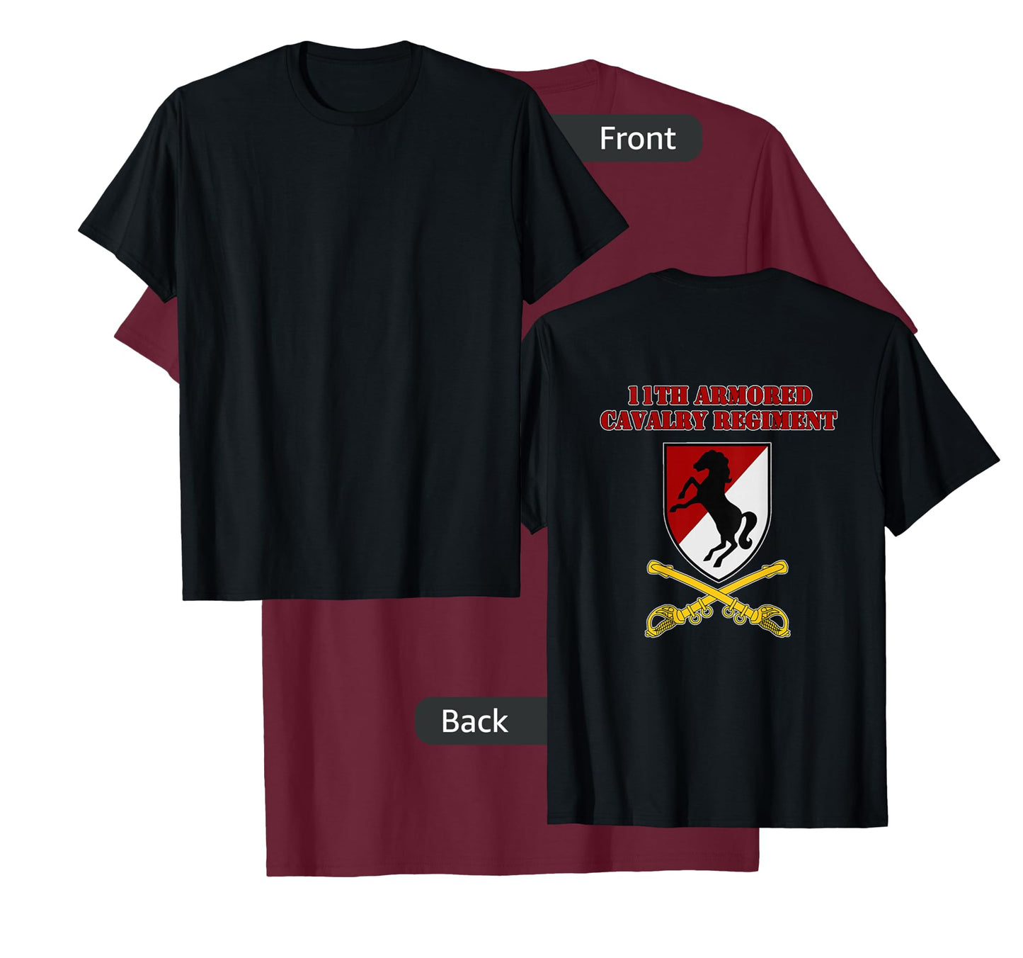 11th Armored Cav Regiment - for 11th ACR vets design on back T-Shirt