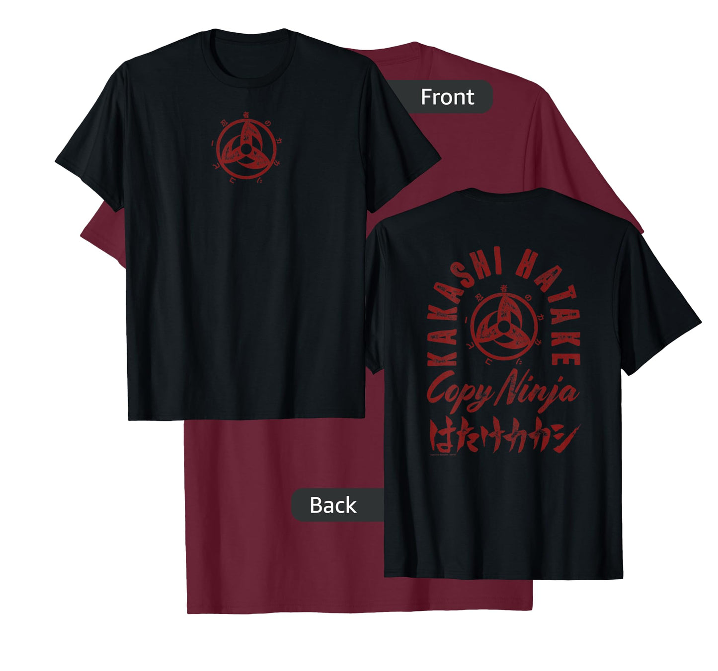 Naruto Shippuden Kakashi Hatake Ninja Front and Back Anime T-Shirt